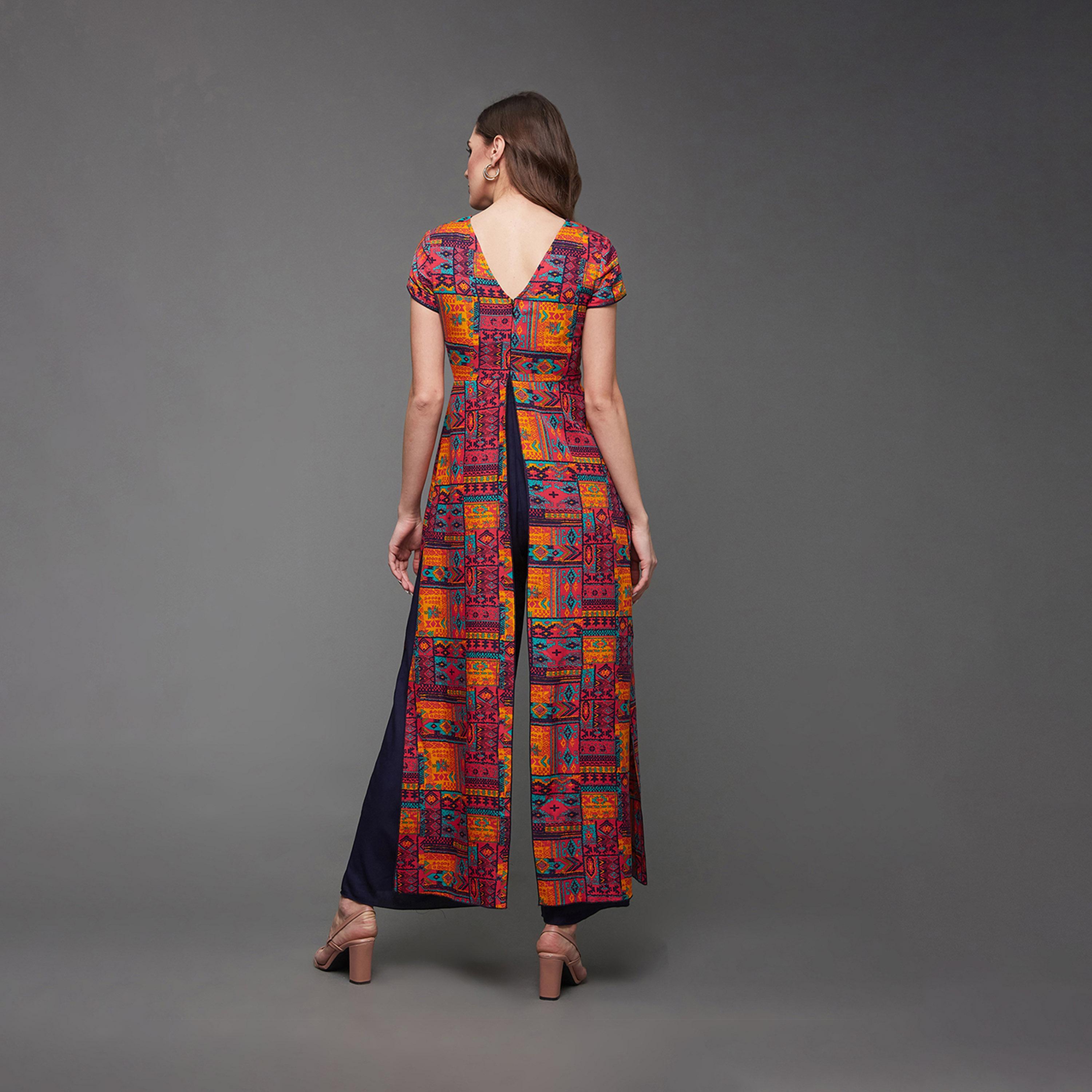 Styli Bohemian Printed Panel Wide Leg Keyhole Neck Jumpsuit-women-clothing-jumpsuits-image-2