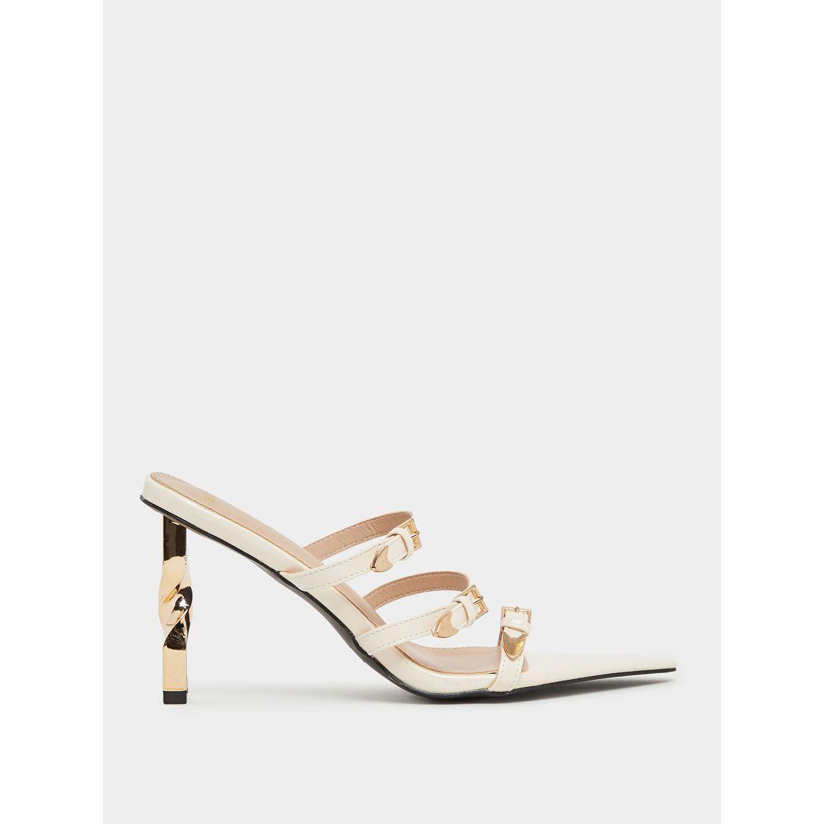 Styli Metal Heel Pointed Toe Buckle Accent Sandals-women-shoes-heels-image-1