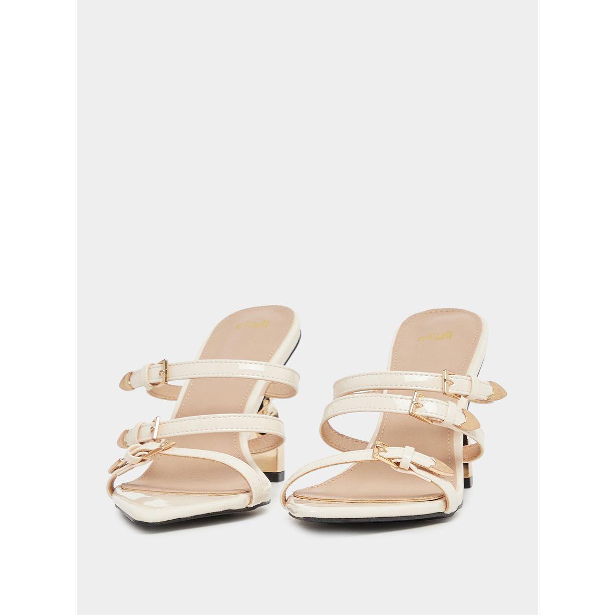 Styli Metal Heel Pointed Toe Buckle Accent Sandals-women-shoes-heels-image-2