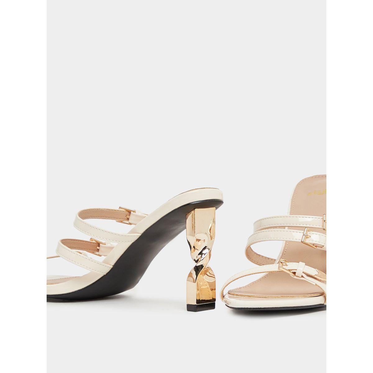 Styli Metal Heel Pointed Toe Buckle Accent Sandals-women-shoes-heels-image-3