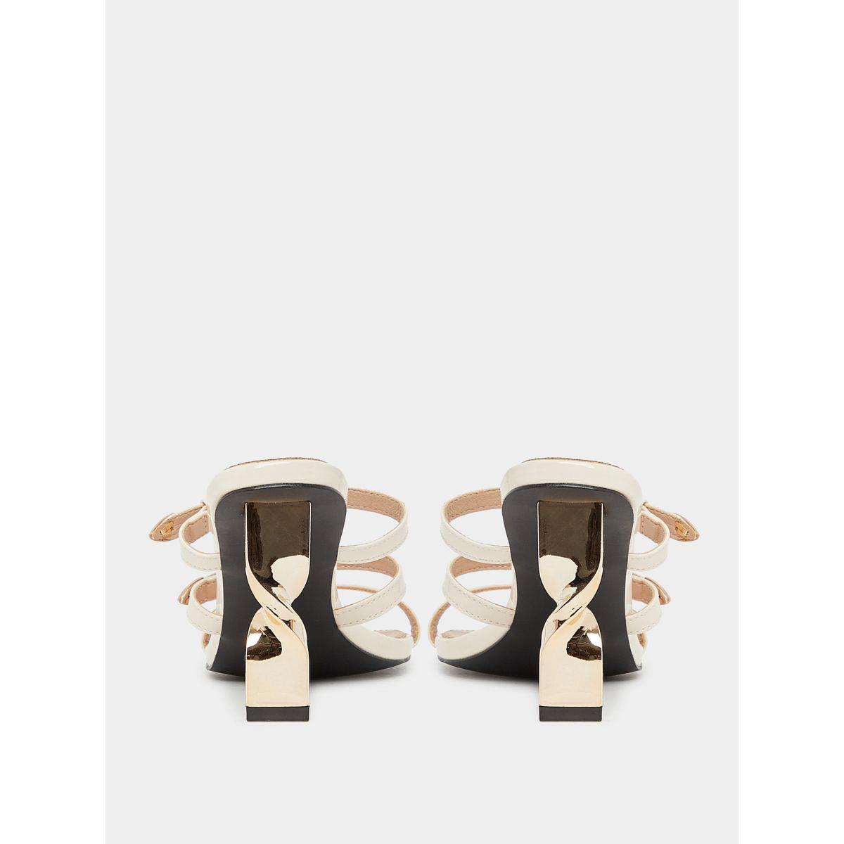 Styli Metal Heel Pointed Toe Buckle Accent Sandals-women-shoes-heels-image-4