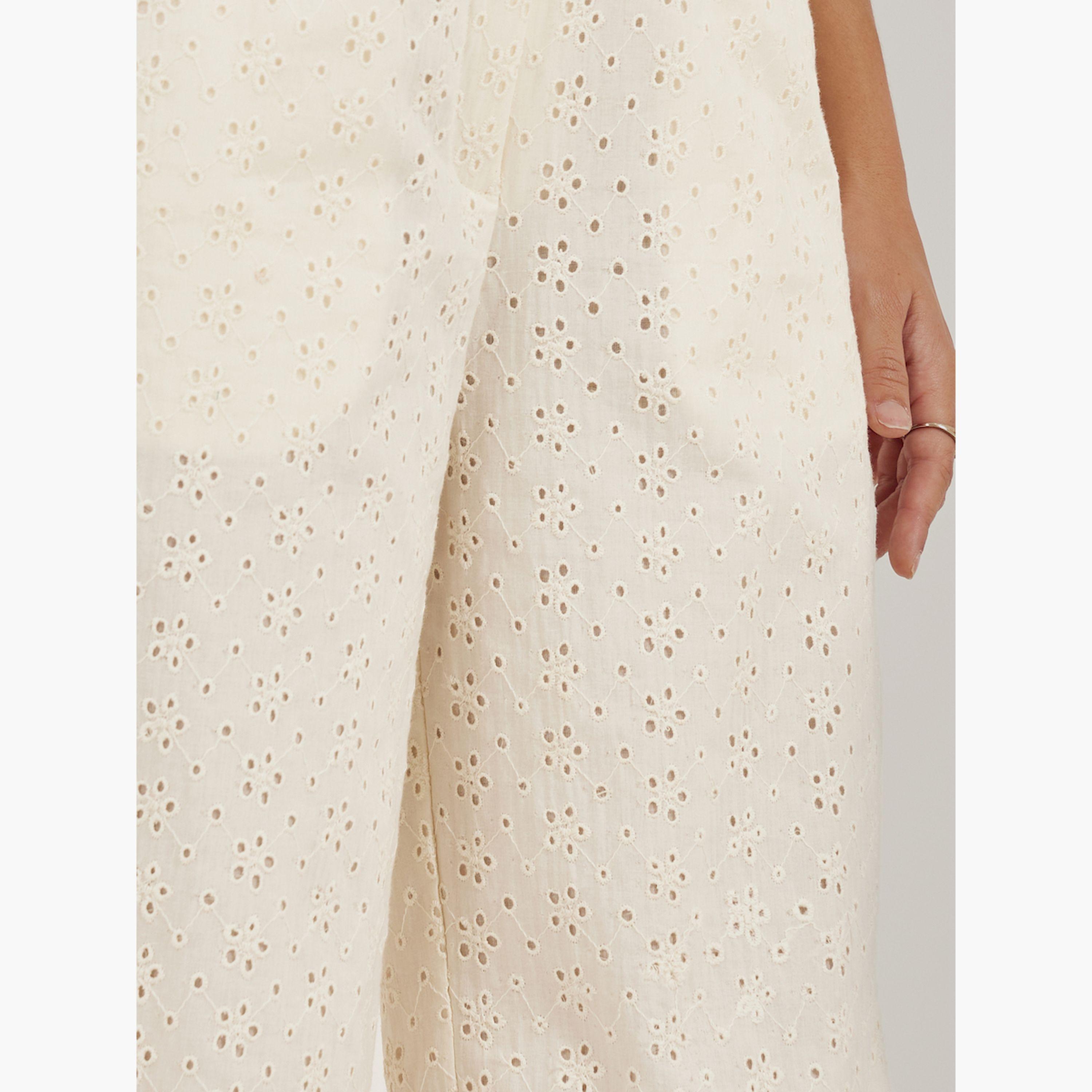 Styli Schiffli Cotton Wide Leg Pants with Pockets-women-clothing-bottoms-trousers-image-3