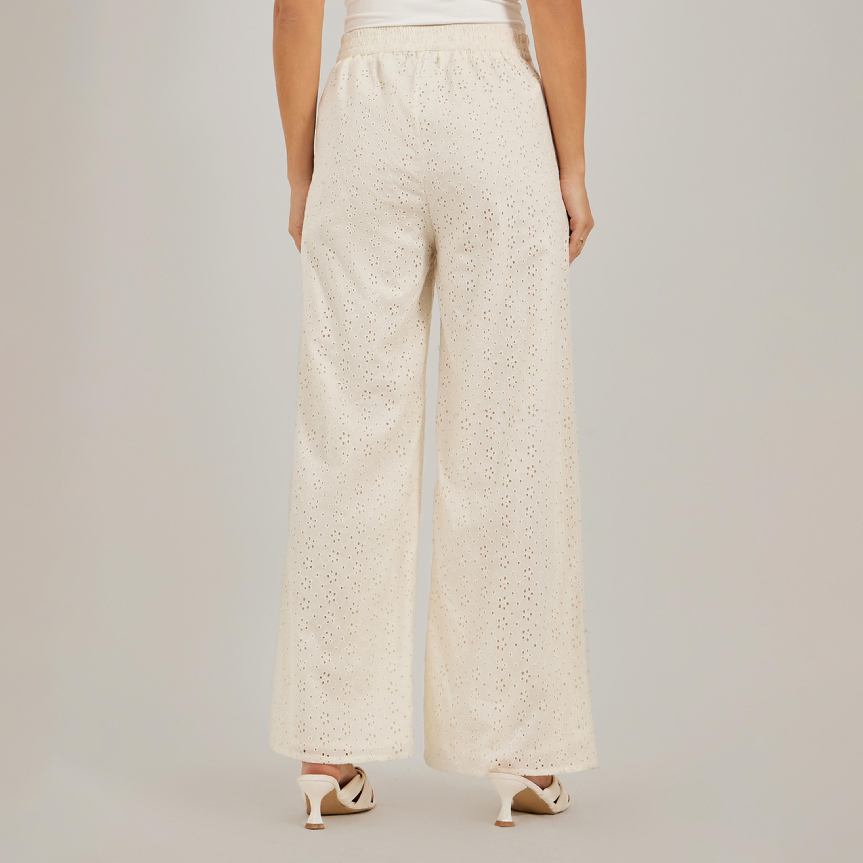 Styli Schiffli Cotton Wide Leg Pants with Pockets-women-clothing-bottoms-trousers-image-4