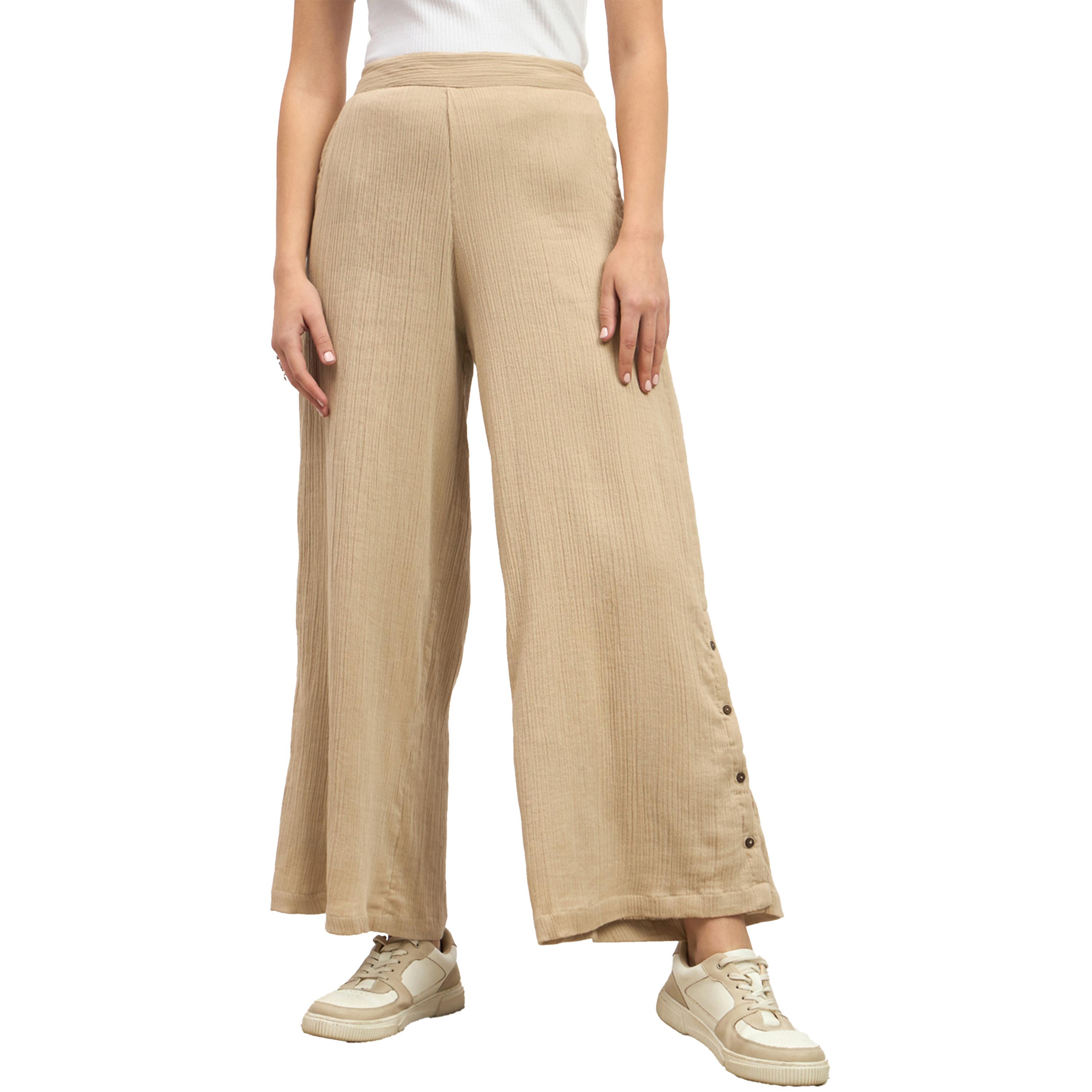 Styli Textured High Rise Wide Leg Pants with Buttons Detail-women-clothing-bottoms-trousers-image-2