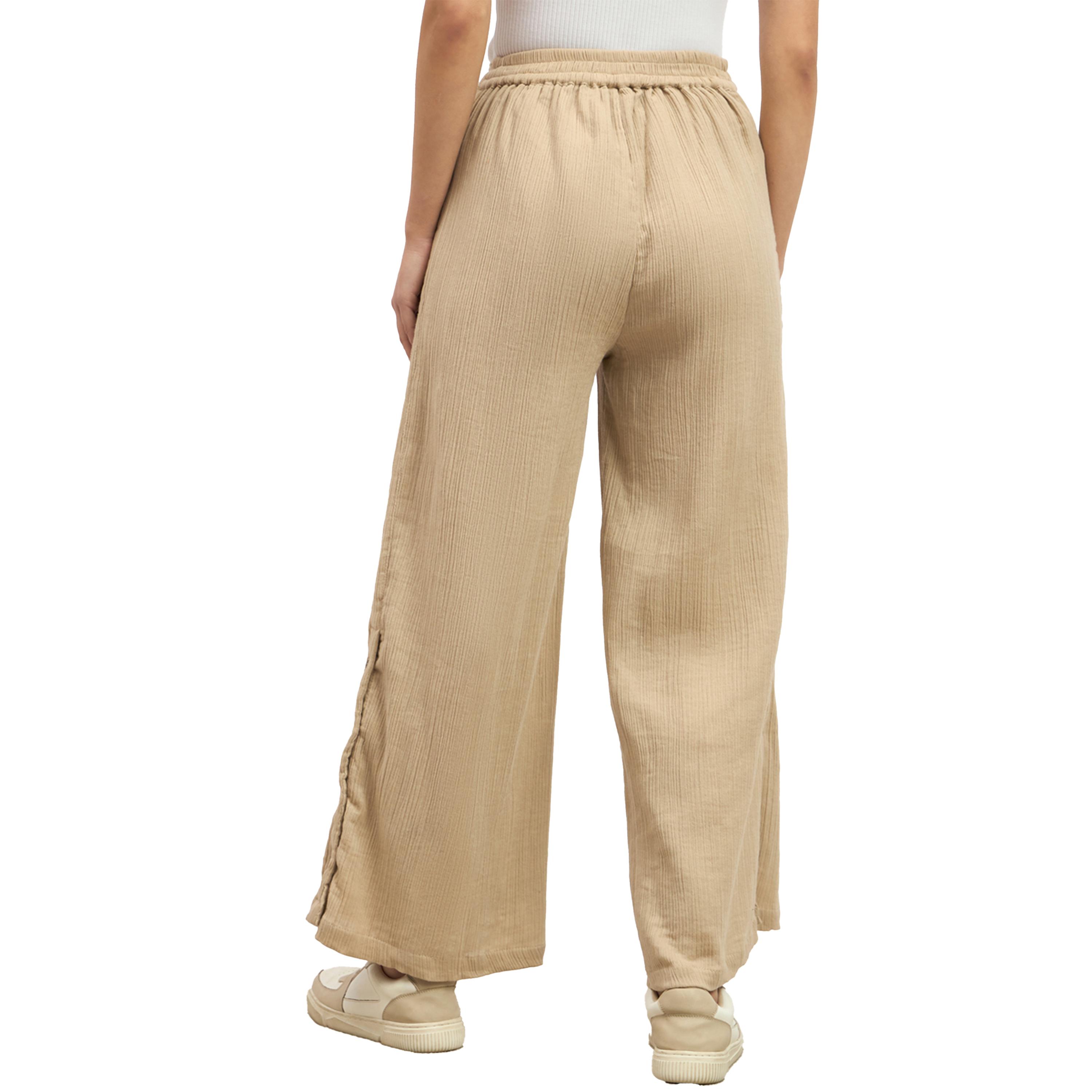 ستايلي -  بنطال ساق واسعة بخصر مرتفع وتفاصيل أزرار-women-clothing-bottoms-trousers-image-5