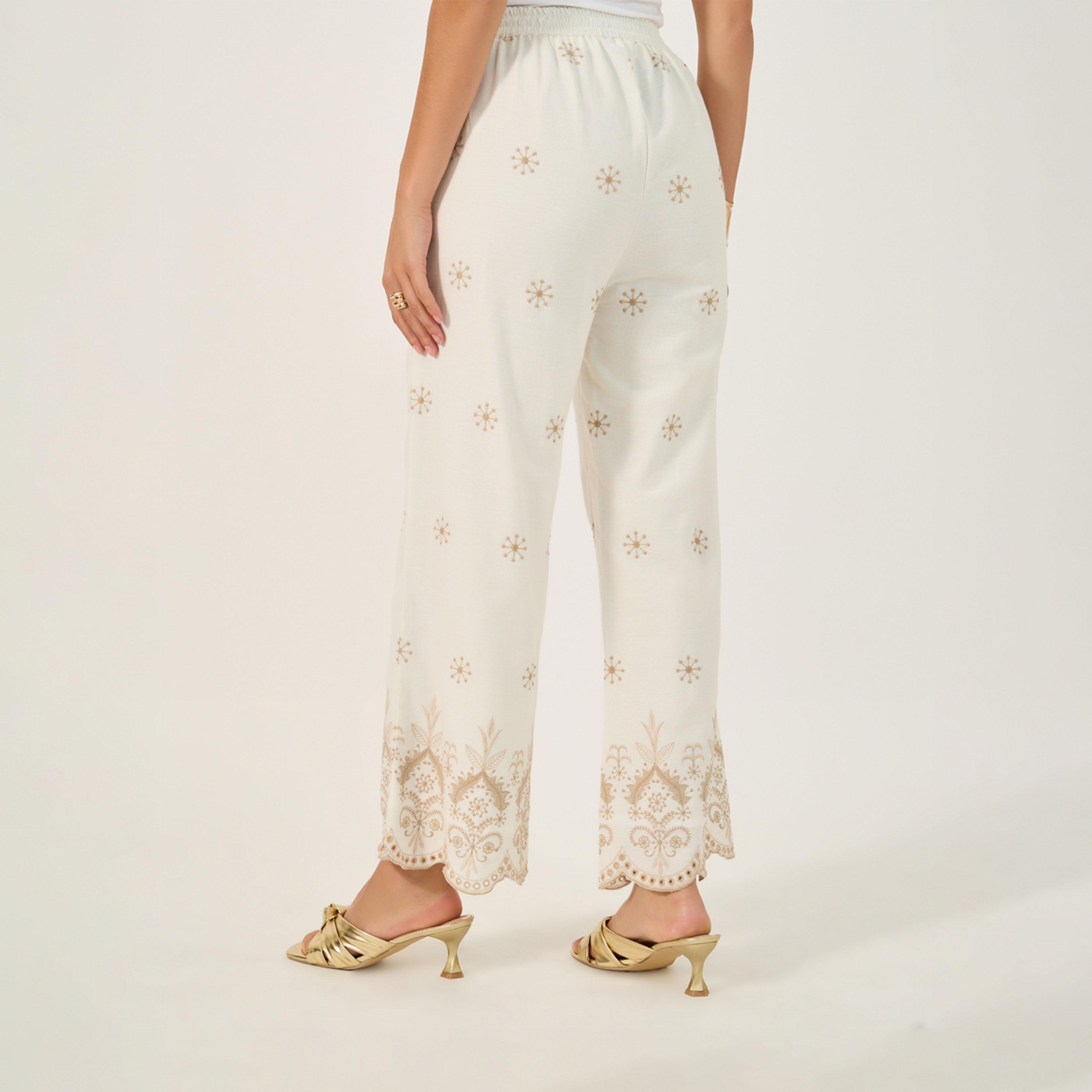 Styli Embroidered Mid Rise Relaxed Fit Pants With Scalloped Hem-women-clothing-bottoms-trousers-image-6
