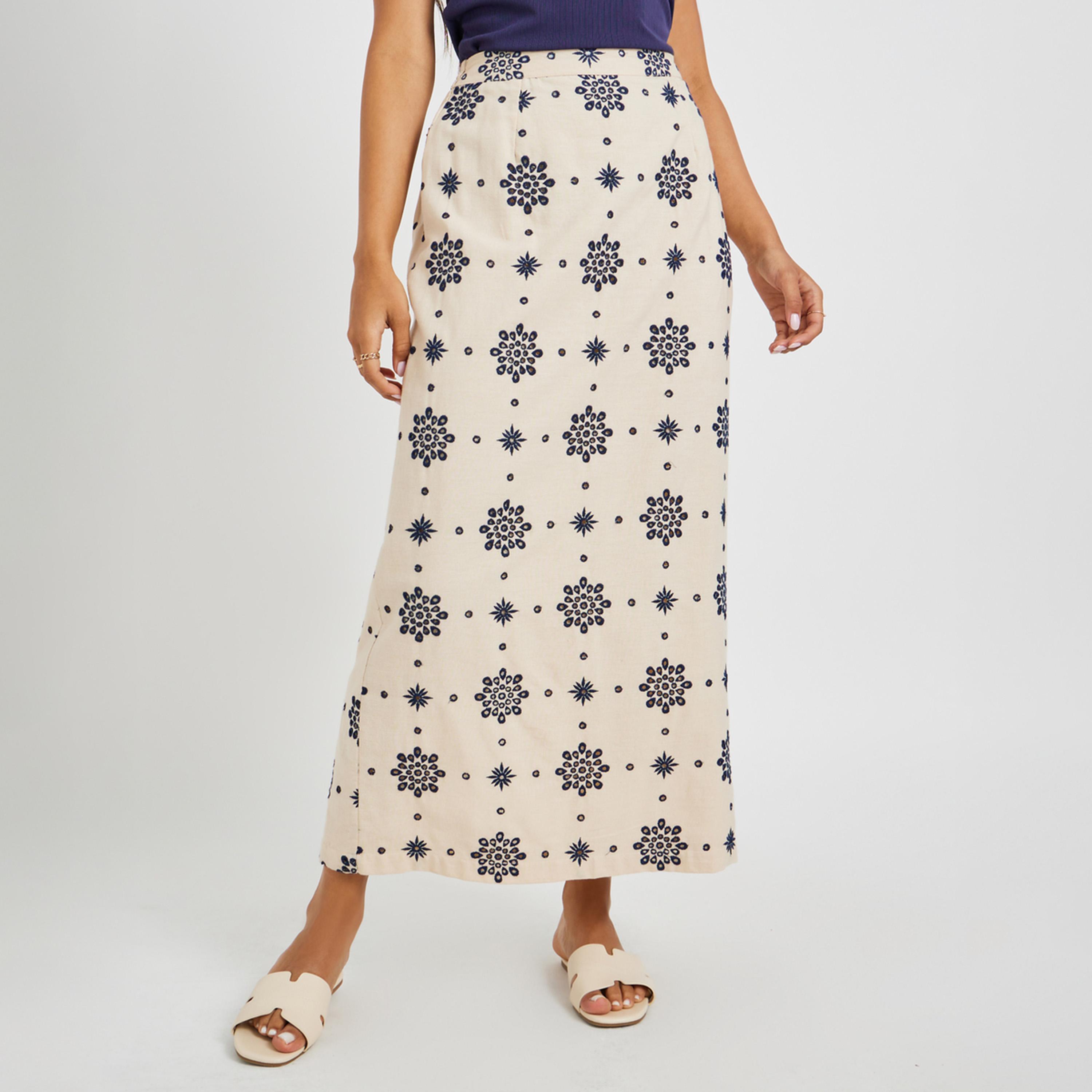 ستايلي - تنورة شيفلي بقصّة A مع حزام خصر مطاطي-women-clothing-bottoms-skirts-image-1
