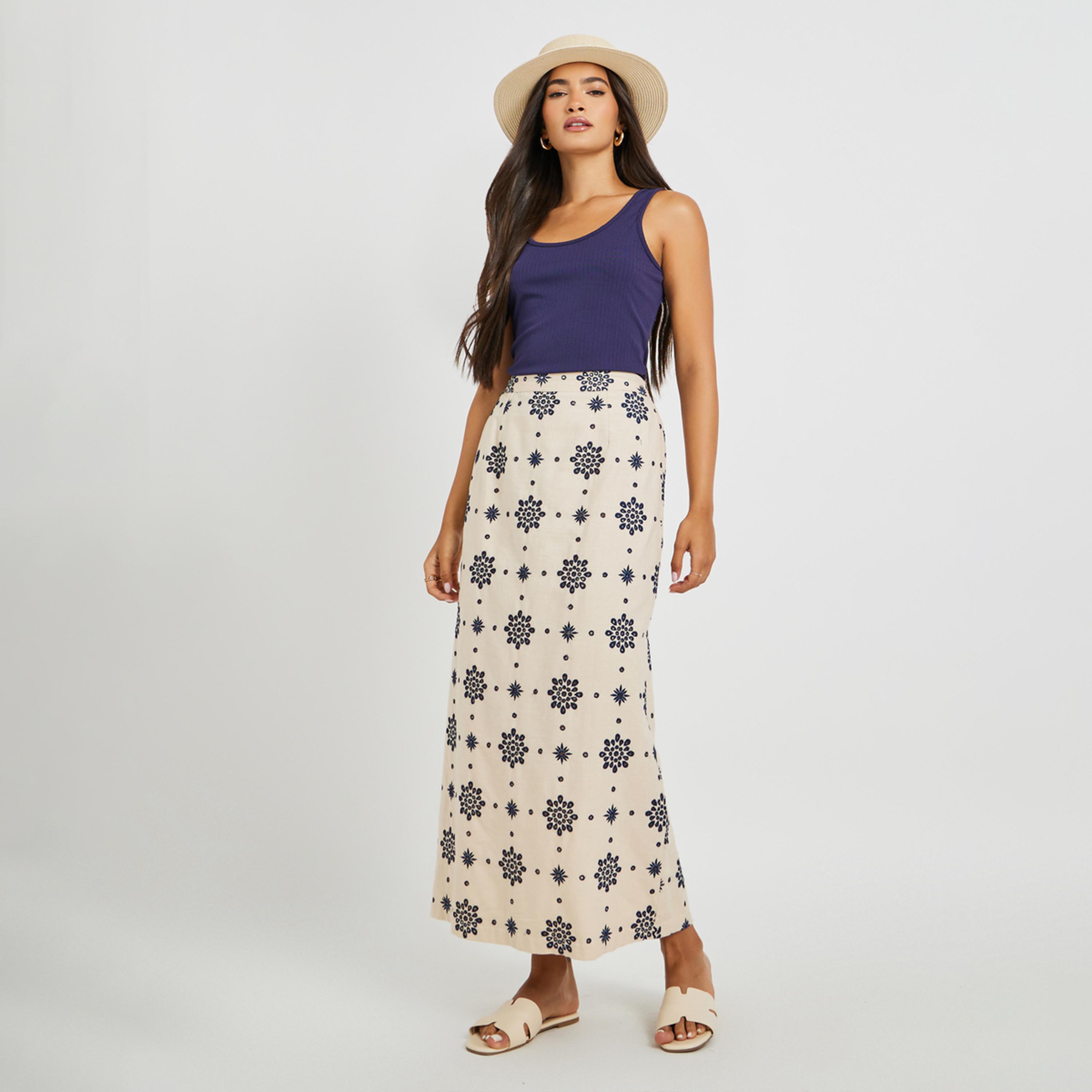 ستايلي - تنورة شيفلي بقصّة A مع حزام خصر مطاطي-women-clothing-bottoms-skirts-image-2