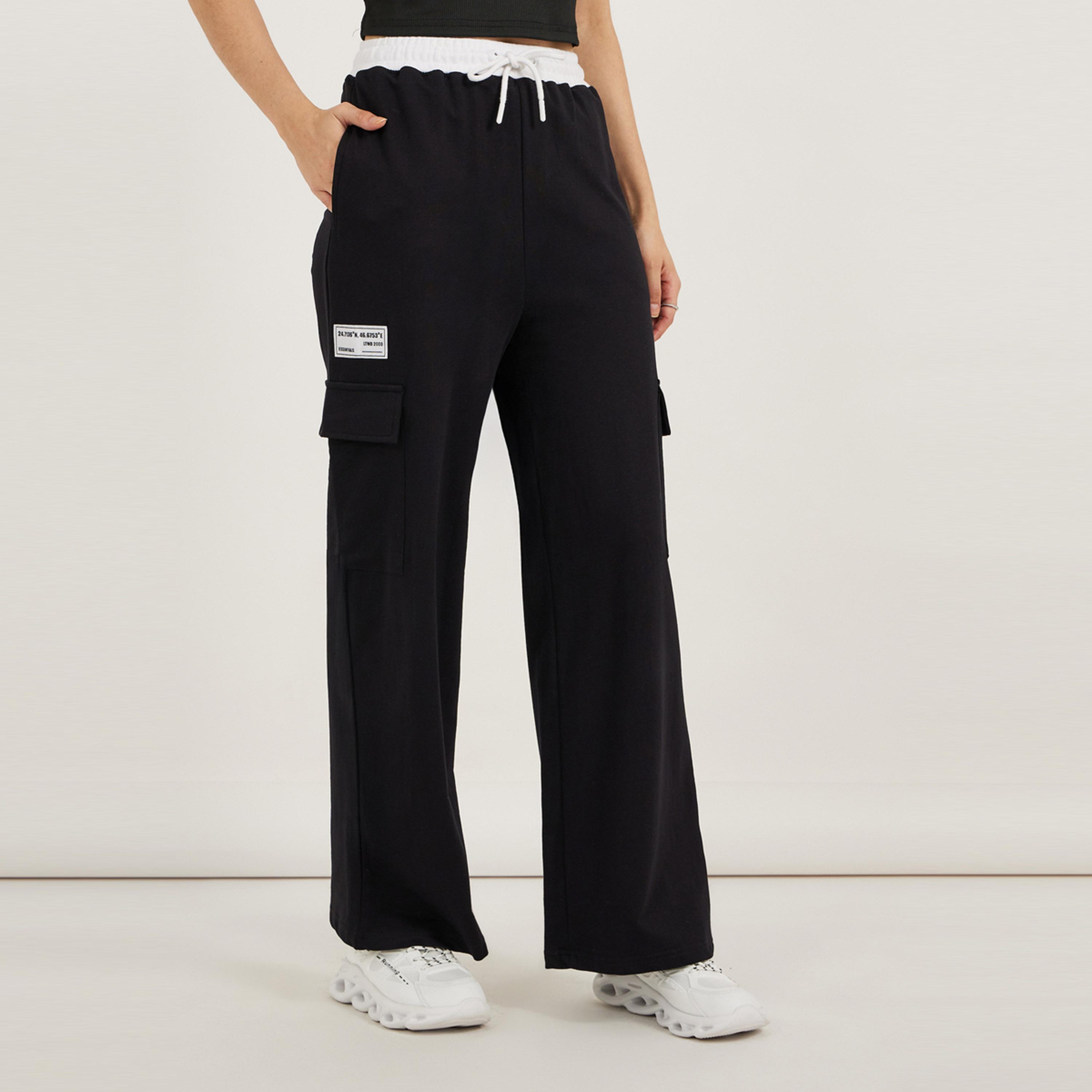 Styli Contrast Waistband Cargo Joggers with Drawstring-women-clothing-bottoms-joggers-image-3