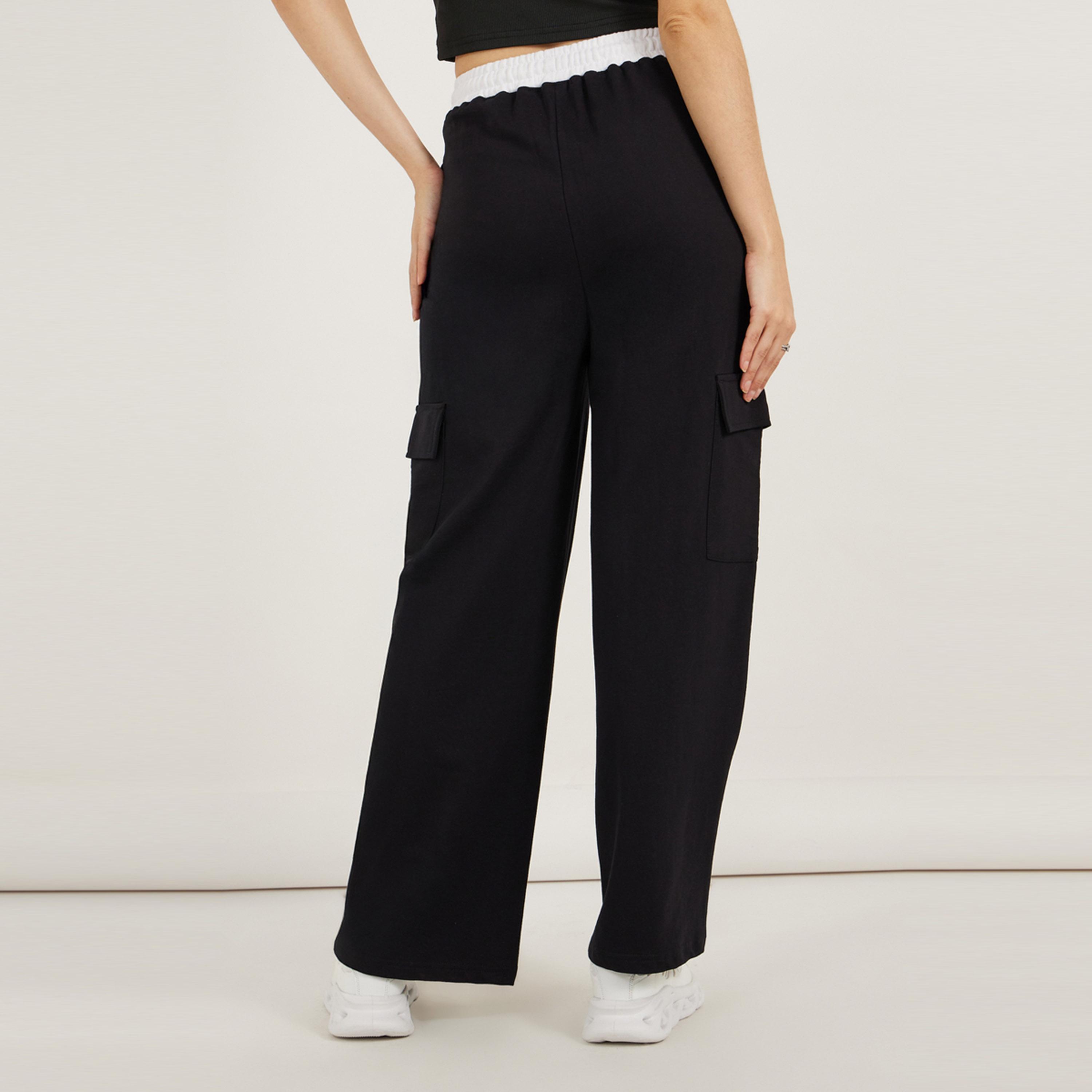 Styli Contrast Waistband Cargo Joggers with Drawstring-women-clothing-bottoms-joggers-image-5