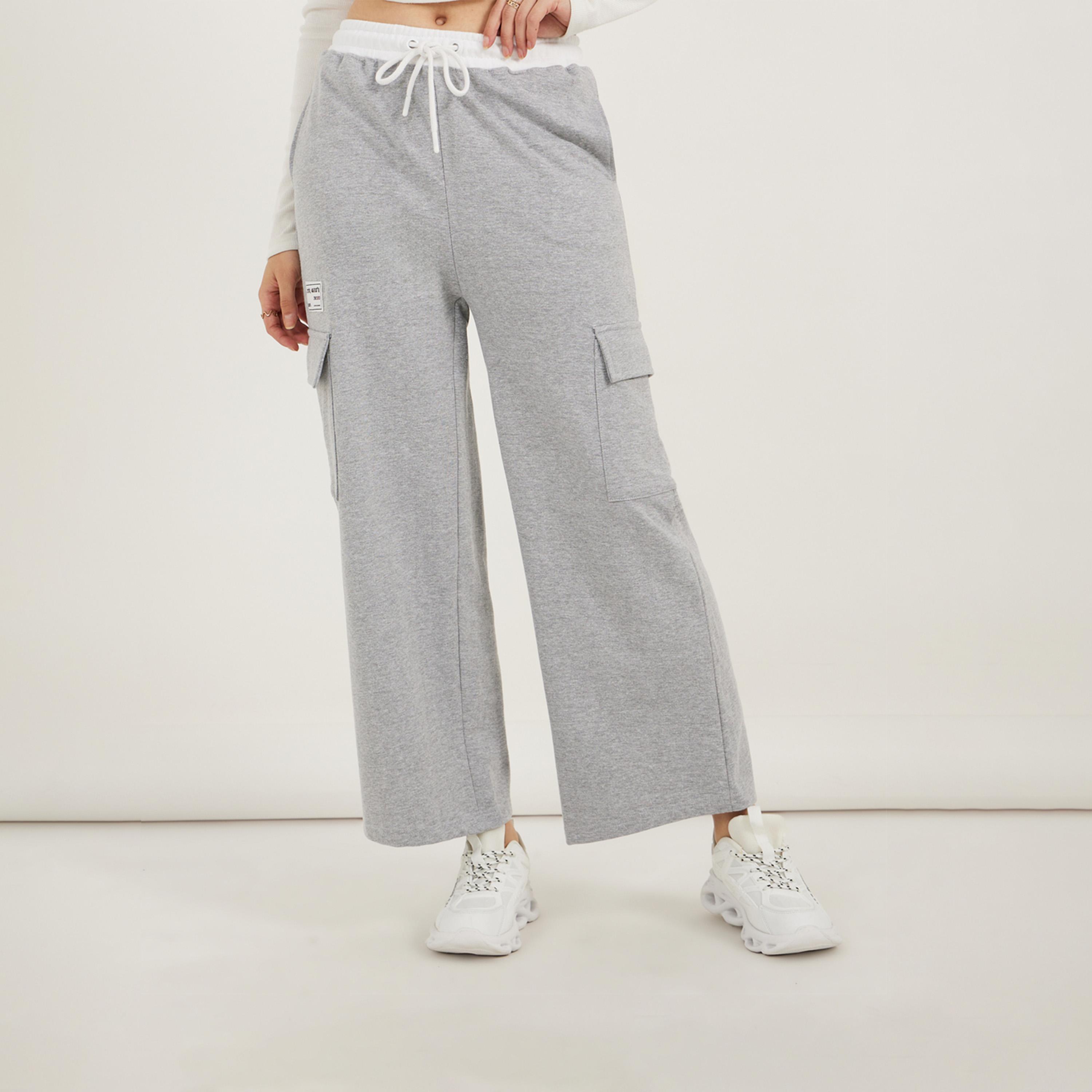 ستايلي - بنطلون رياضي بخصر متباين مع رباط-women-clothing-bottoms-joggers-image-2
