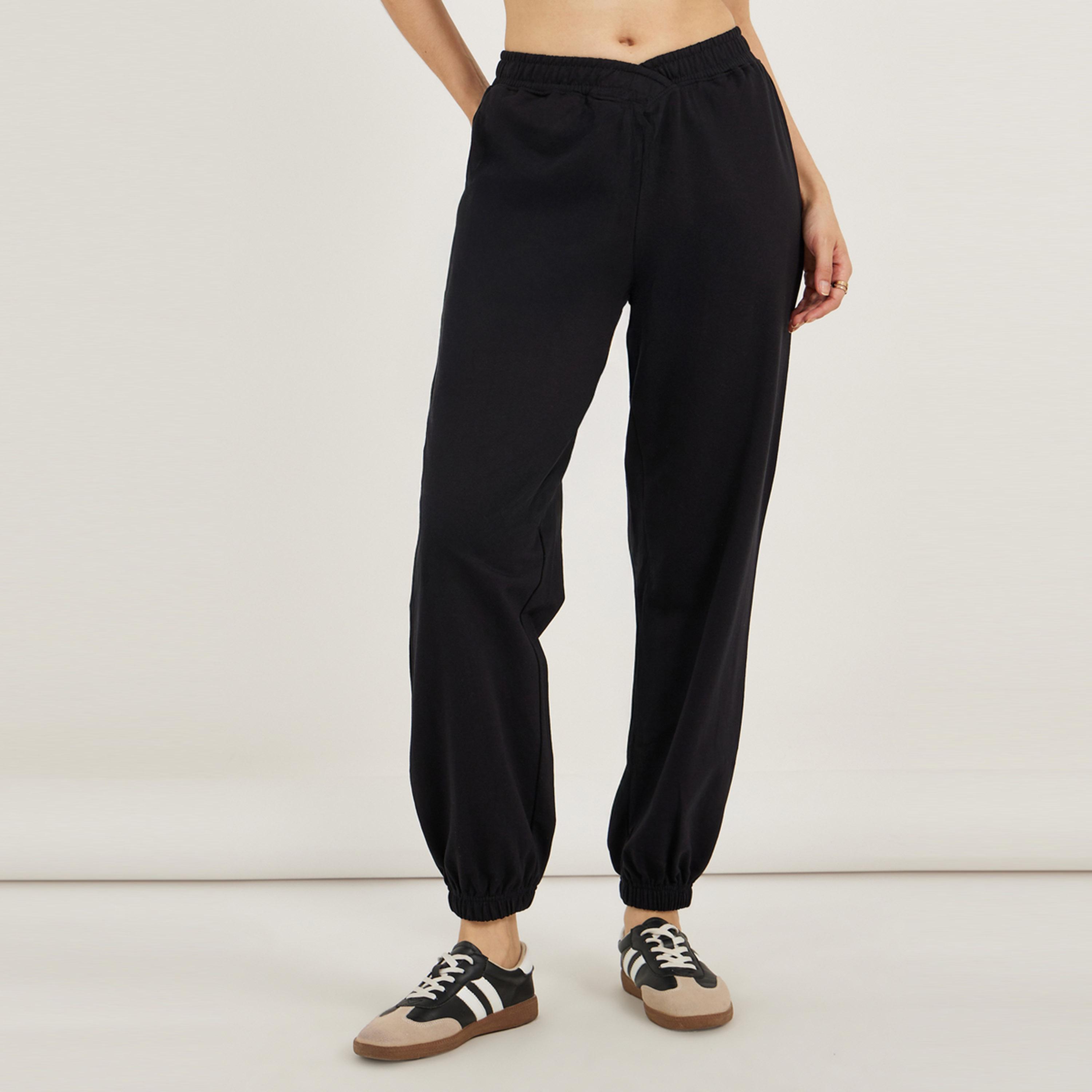 ستايلي - بنطال رياضي بخصر مرتفع متفاطع وساق مدببة-women-clothing-bottoms-joggers-image-2