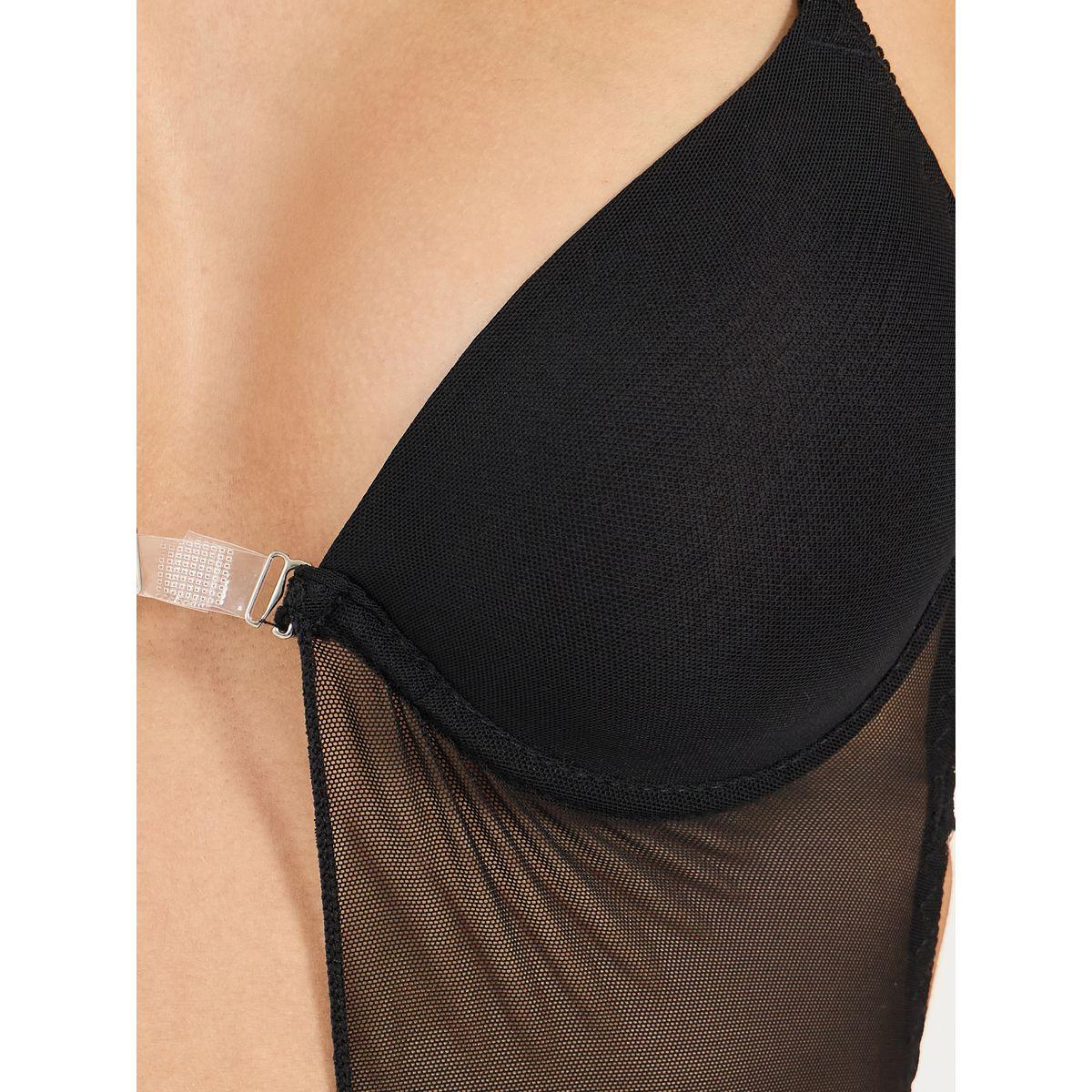 Styli Deep V Solution Bodysuit with Low Back & Transparent Straps-women-clothing-lingerie-corsets-image-2