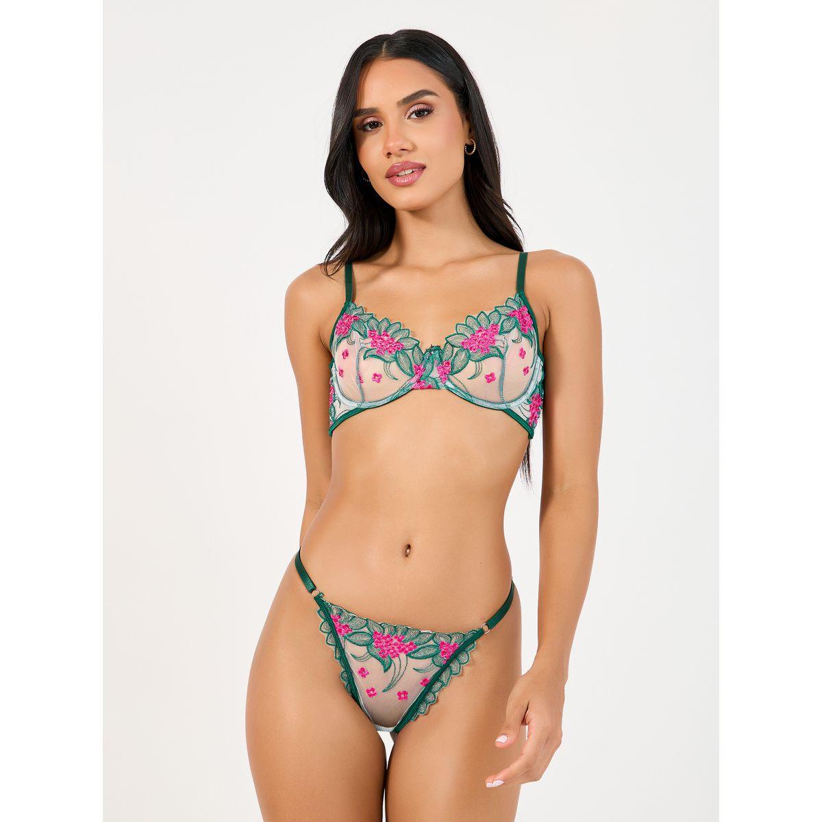 Styli Embroidered Flower Underwired Mesh Bra & Thong Set-women-clothing-lingerie-lingeriesets-image-1