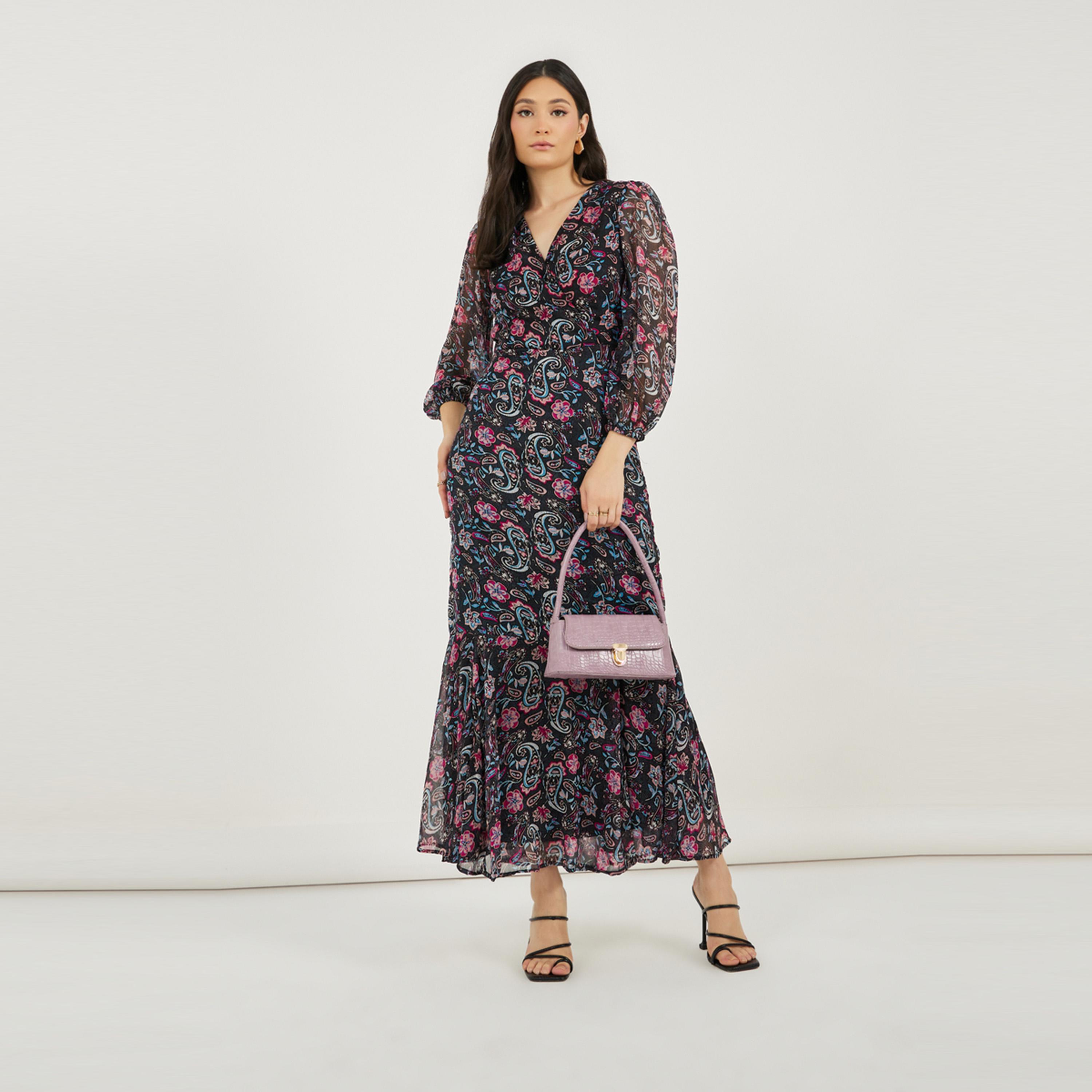 Styli All Over Print Long Sleeves A-Line Maxi Dress-women-clothing-dresses-image-1