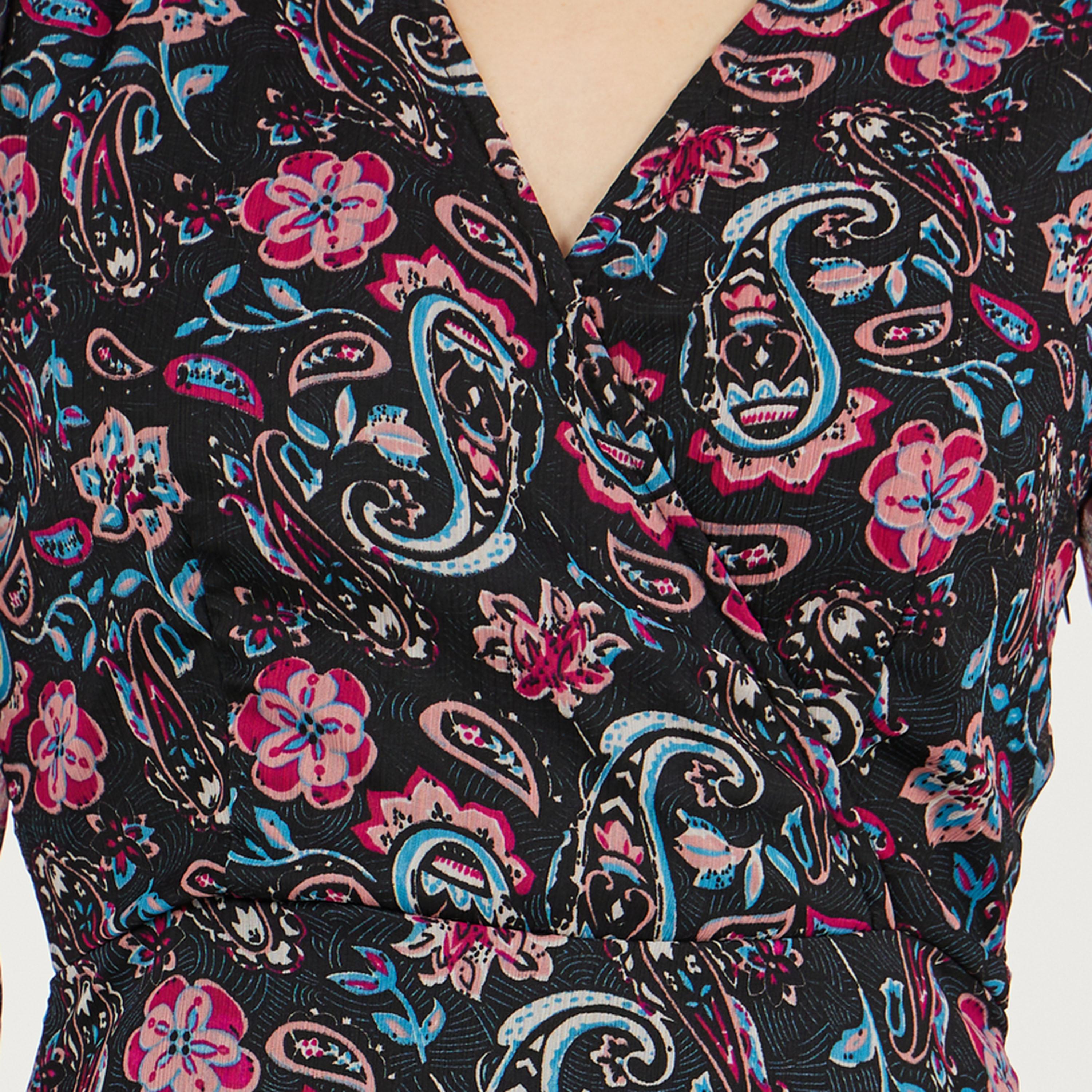 ستايلي - فستان ماكسي بقصة حرف A وأكمام طويلة مطبوع بالكامل-women-clothing-dresses-image-3