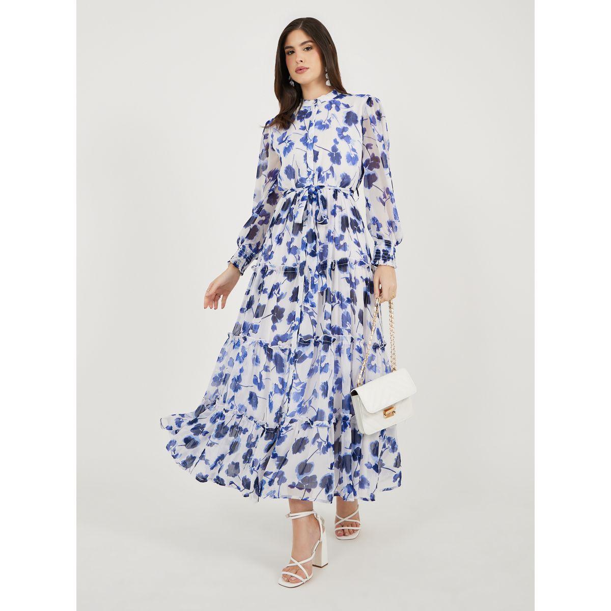 فستان طويل بأكمام طويلة وطبعة زهور-women-clothing-dresses-image-2