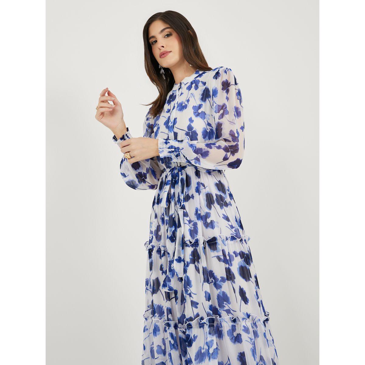 فستان طويل بأكمام طويلة وطبعة زهور-women-clothing-dresses-image-3