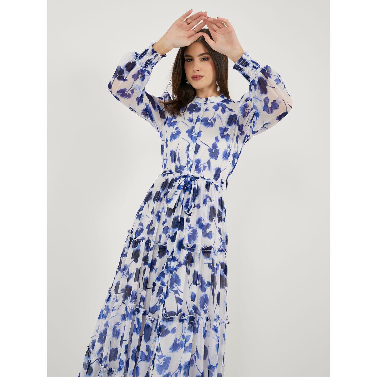 فستان طويل بأكمام طويلة وطبعة زهور-women-clothing-dresses-image-4