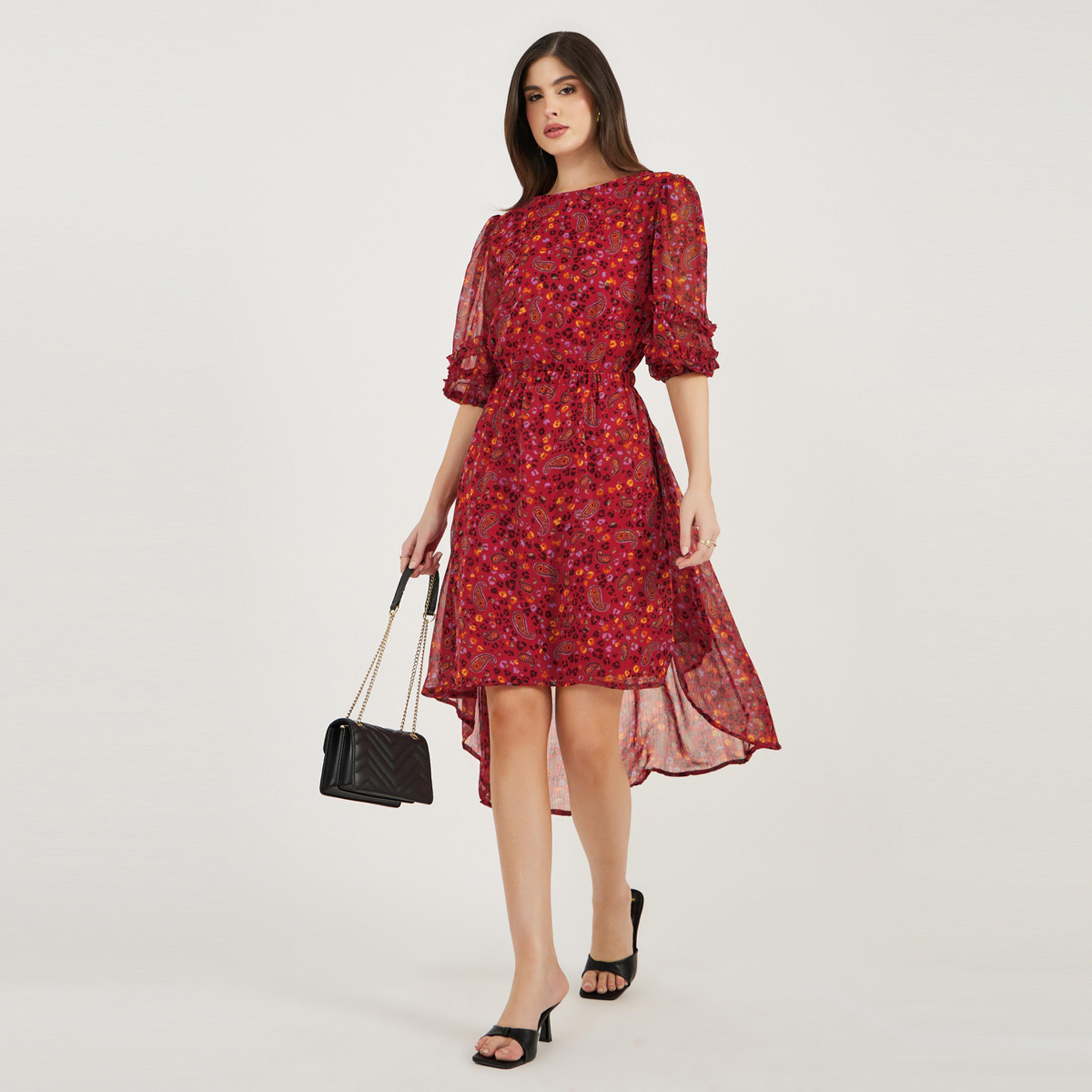 Styli All-Over Print Asymmetric Hem Midi Dress-women-clothing-dresses-image-1