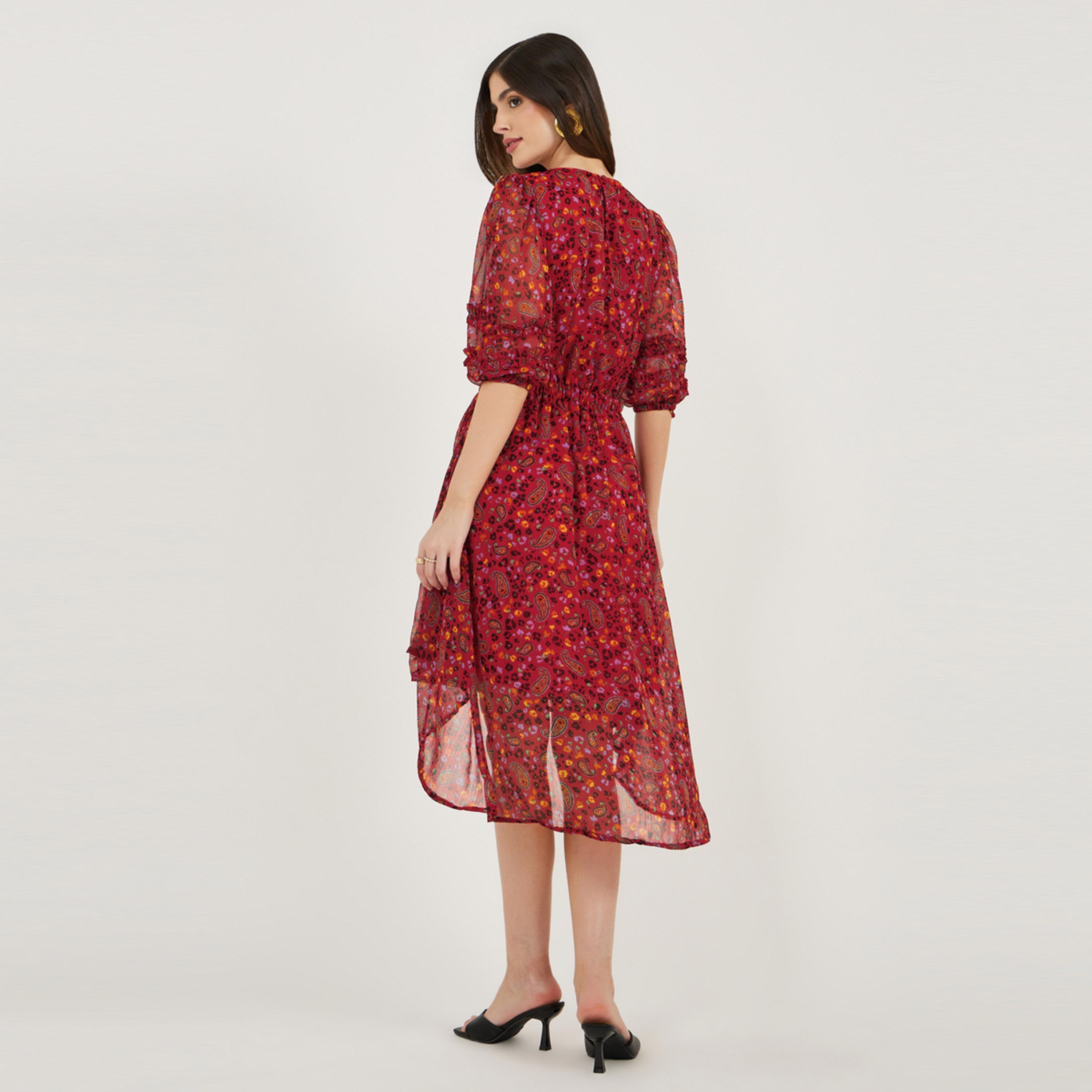 Styli All-Over Print Asymmetric Hem Midi Dress-women-clothing-dresses-image-5