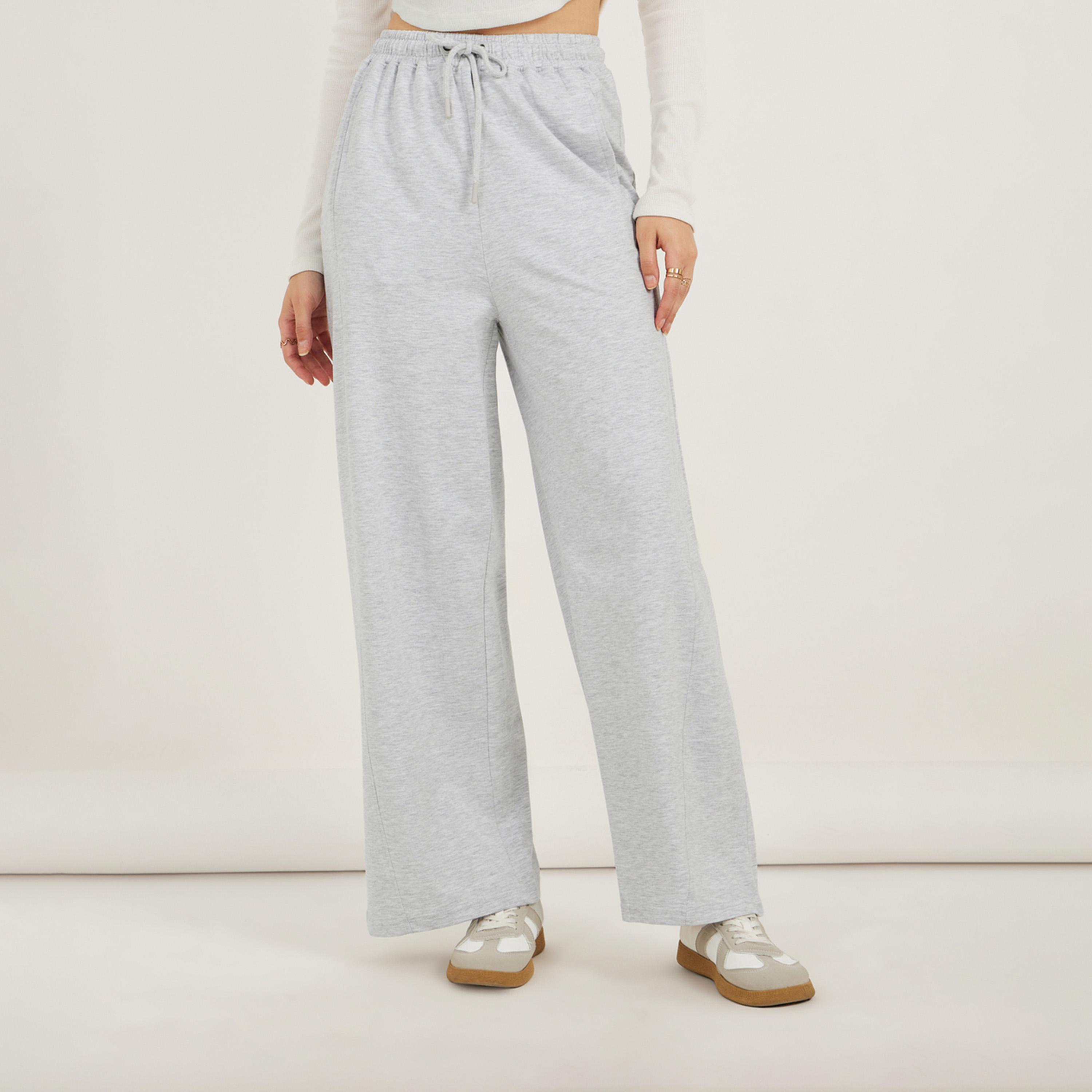 Styli Diagonal Panelled Wide Leg Joggers-women-clothing-bottoms-joggers-image-2