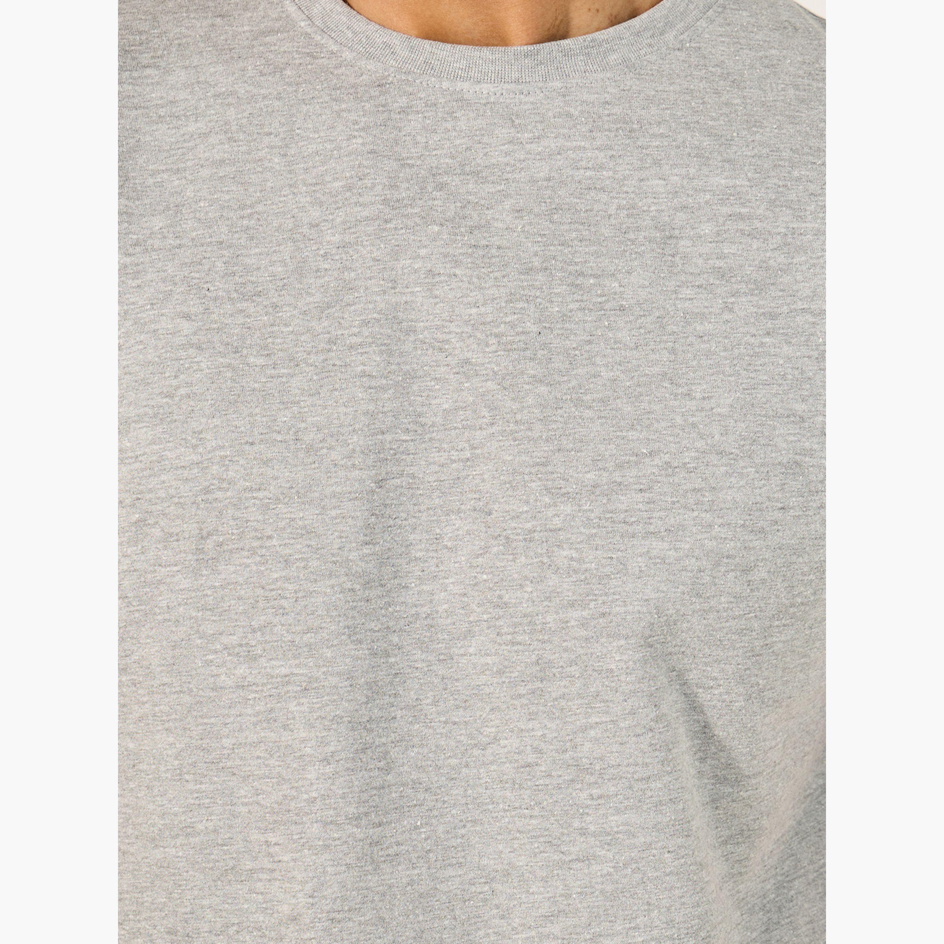 Styli Solid Crew Neck T-Shirt and Printed Waistband Pyjama Set-men-clothing-nightwear-sets-image-4