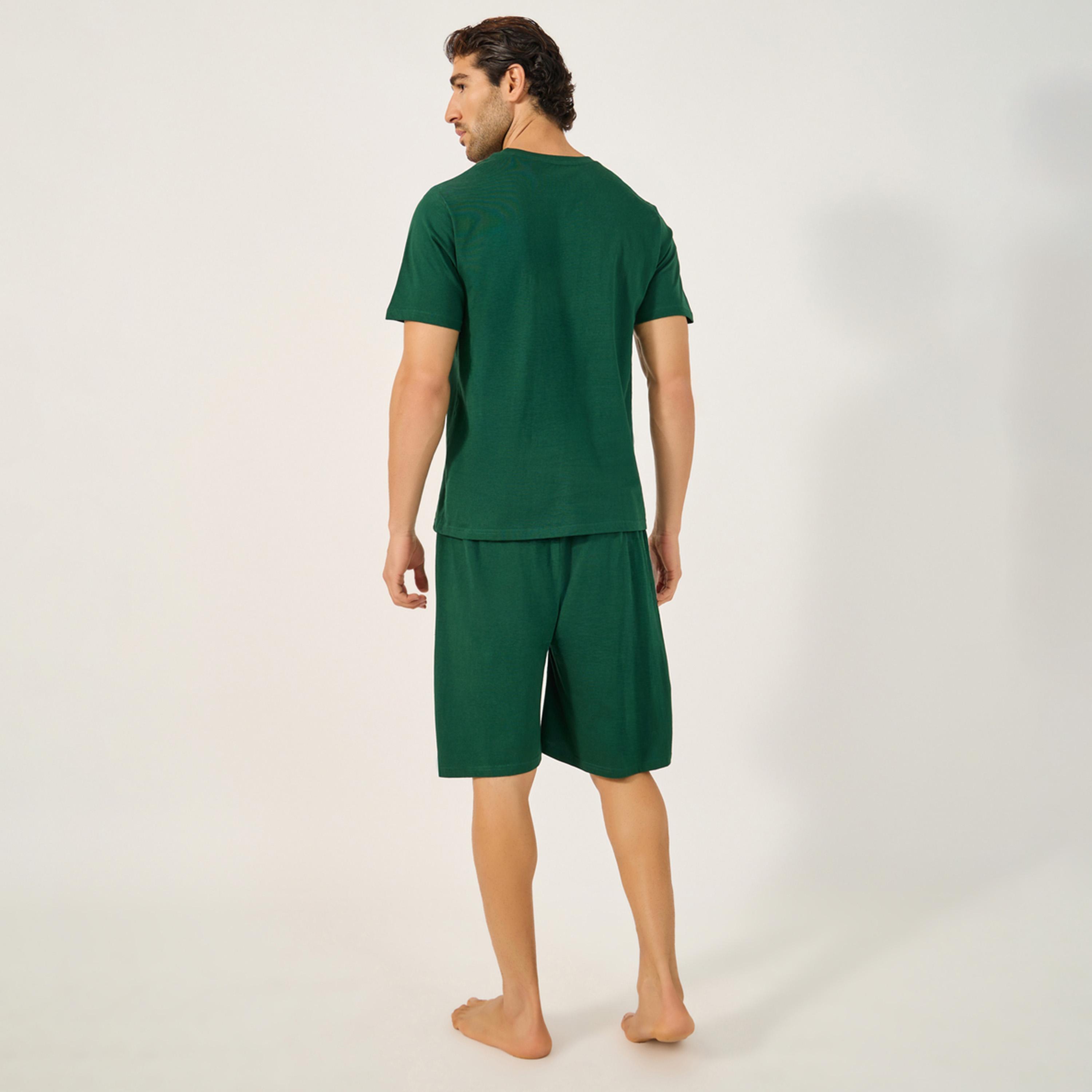 Styli Unwind Graphic Print Round Neck T-Shirt And Short Pyjama Set-men-clothing-nightwear-sets-image-5