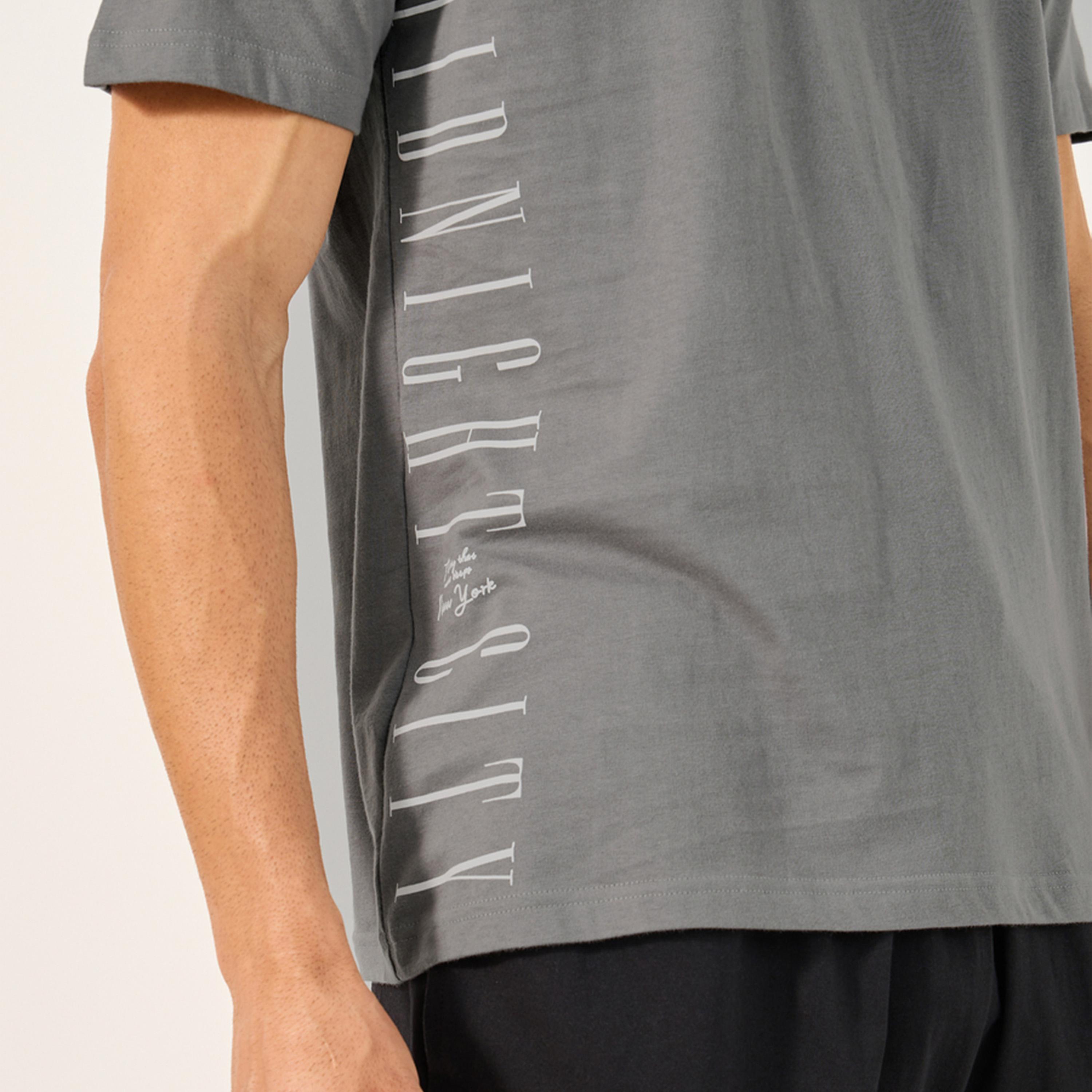 Styli Unwind Slogan Printed Round Neck T-Shirt And Short Pyjama Set-men-clothing-nightwear-sets-image-3