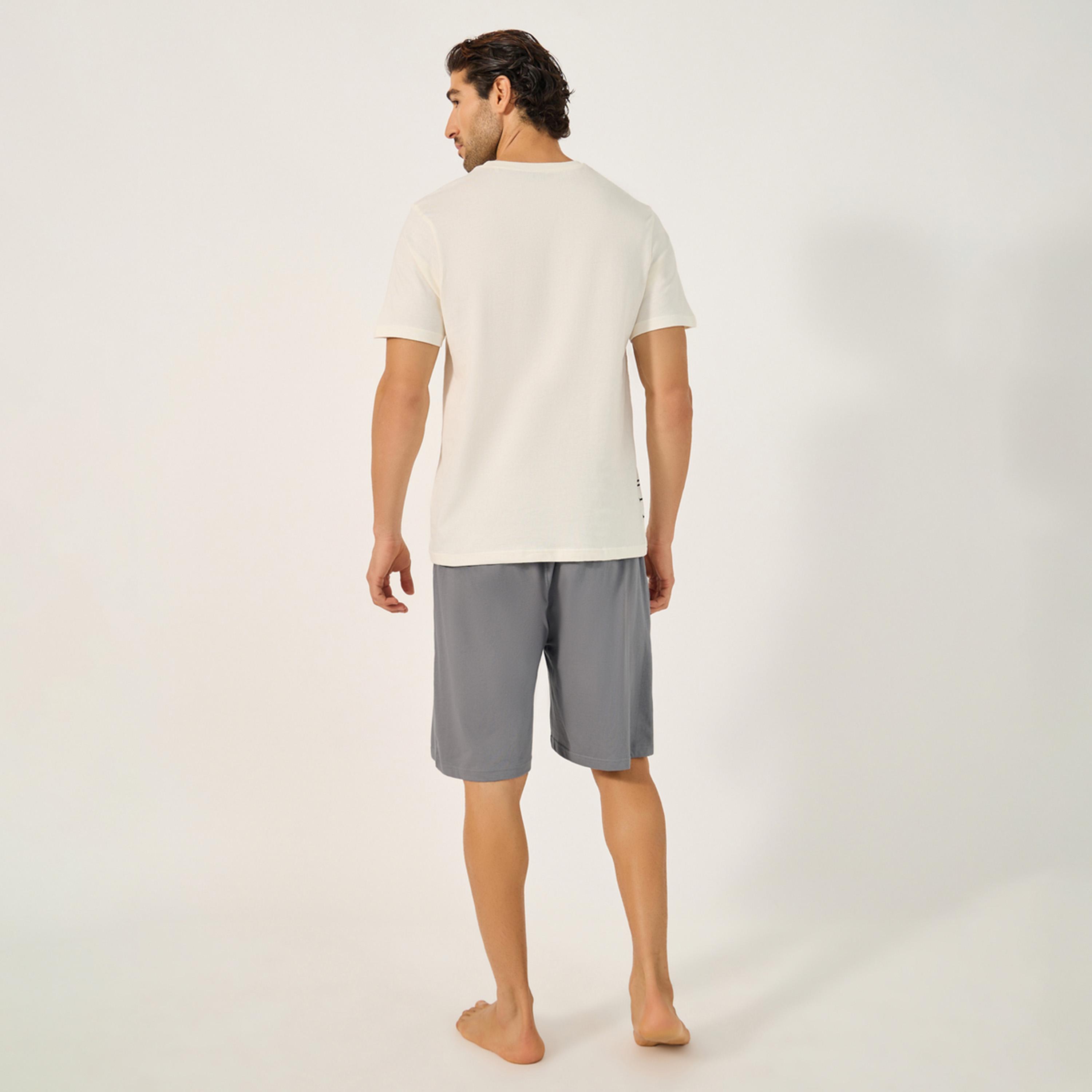 Styli Unwind Slogan Printed Round Neck T-Shirt And Short Pyjama Set-men-clothing-nightwear-sets-image-7