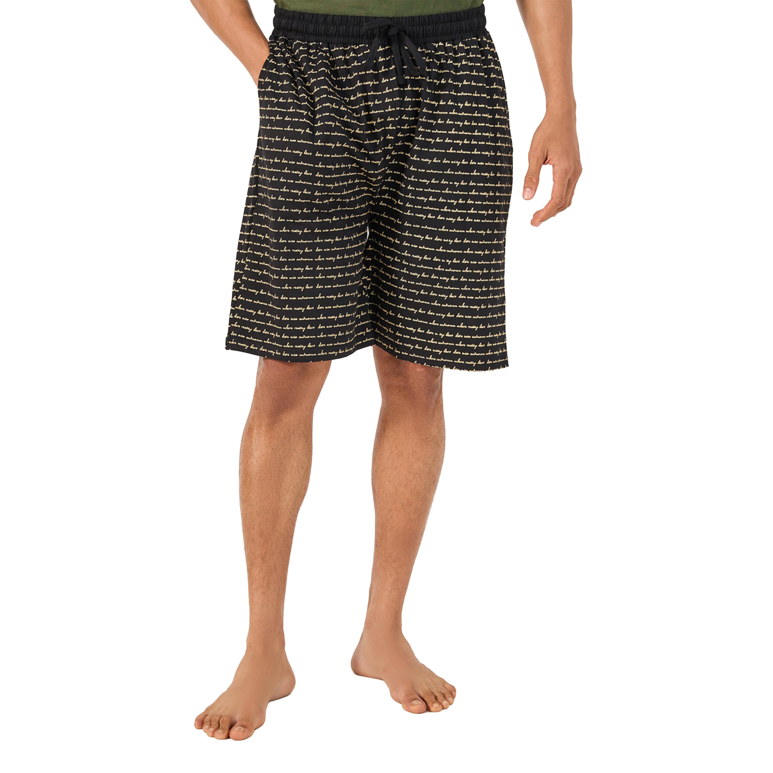 ستايلي -  طقم تي شيرت قصير بطباعة شعار مع بيجاما قصيرة-men-clothing-nightwear-sets-image-4