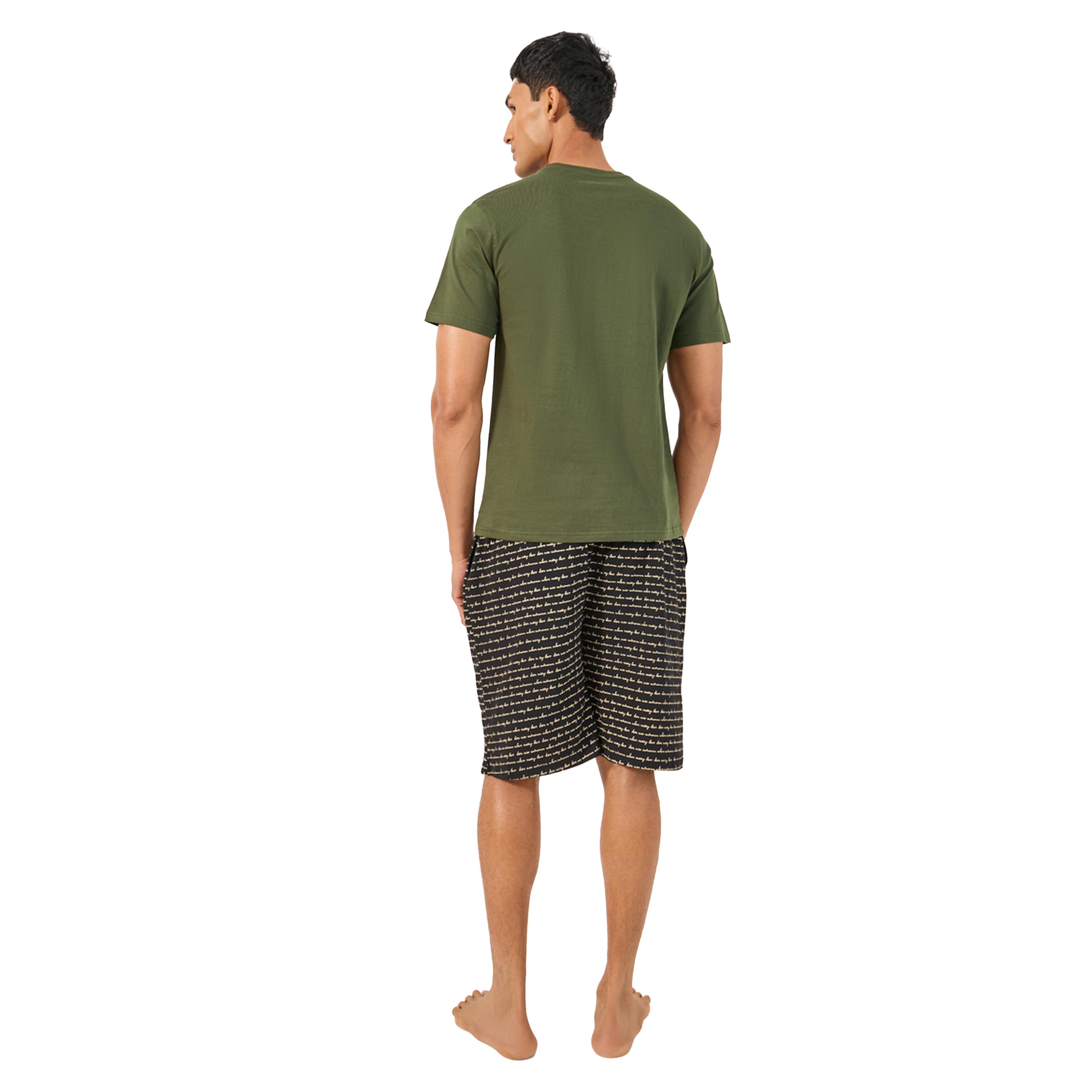 Styli Slogan Print Regular Fit T-Shirt and Short Pyjama Set-men-clothing-nightwear-sets-image-5
