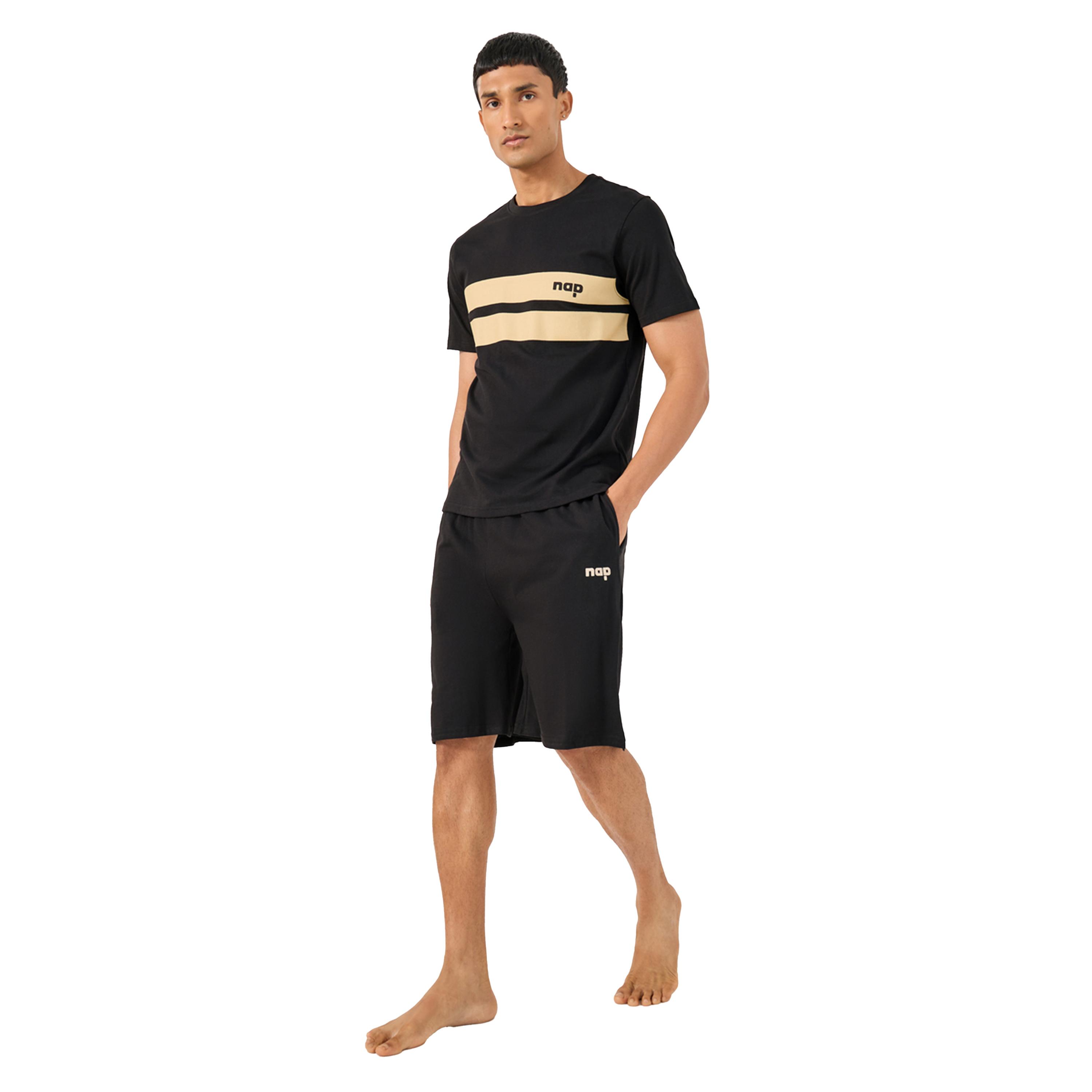Styli Striped Regular Fit T-Shirt and Short Pyjama Set-men-clothing-nightwear-sets-image-1
