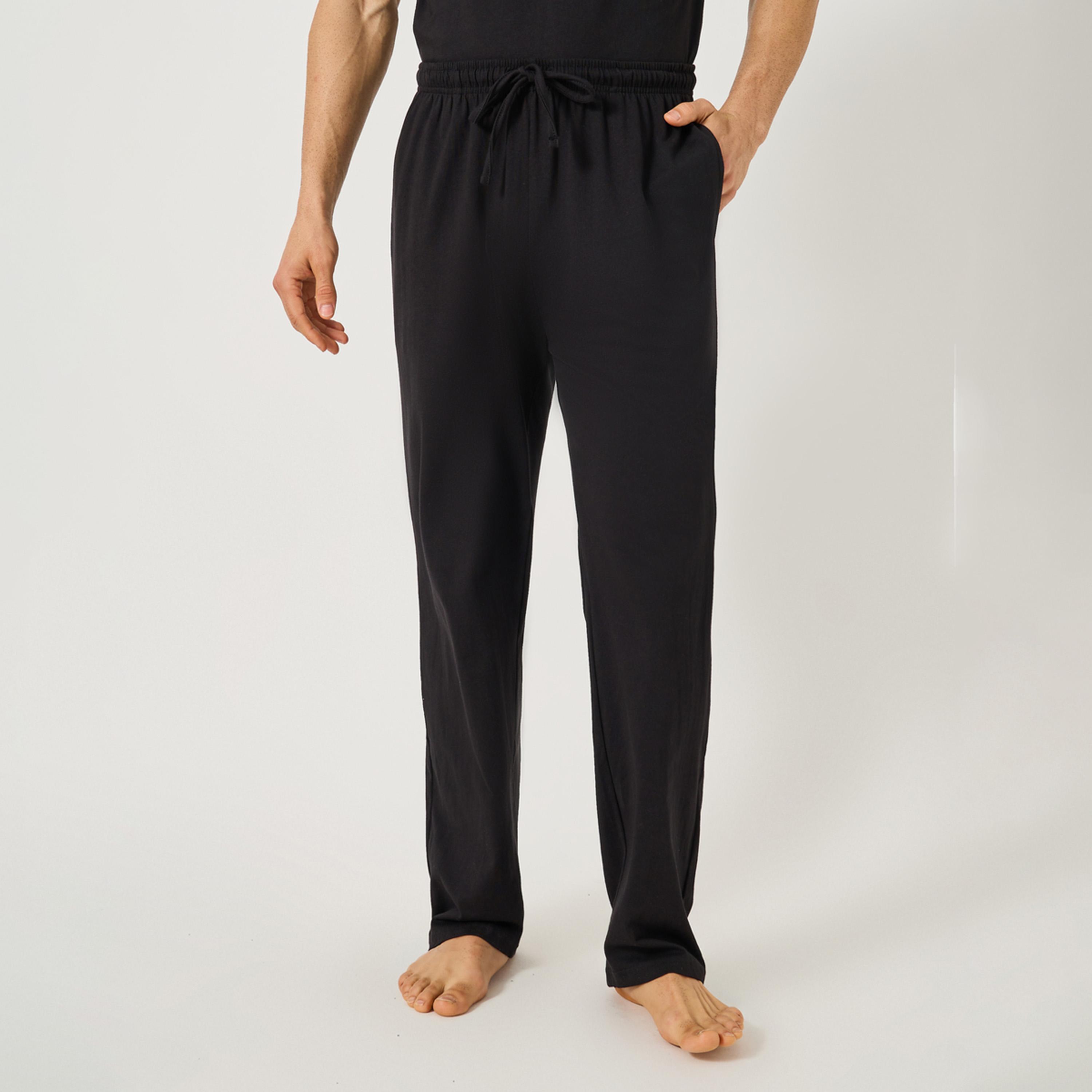 Styli Slogan Printed T-Shirt and Drawstring Waist Pyjama Set-men-clothing-nightwear-sets-image-5