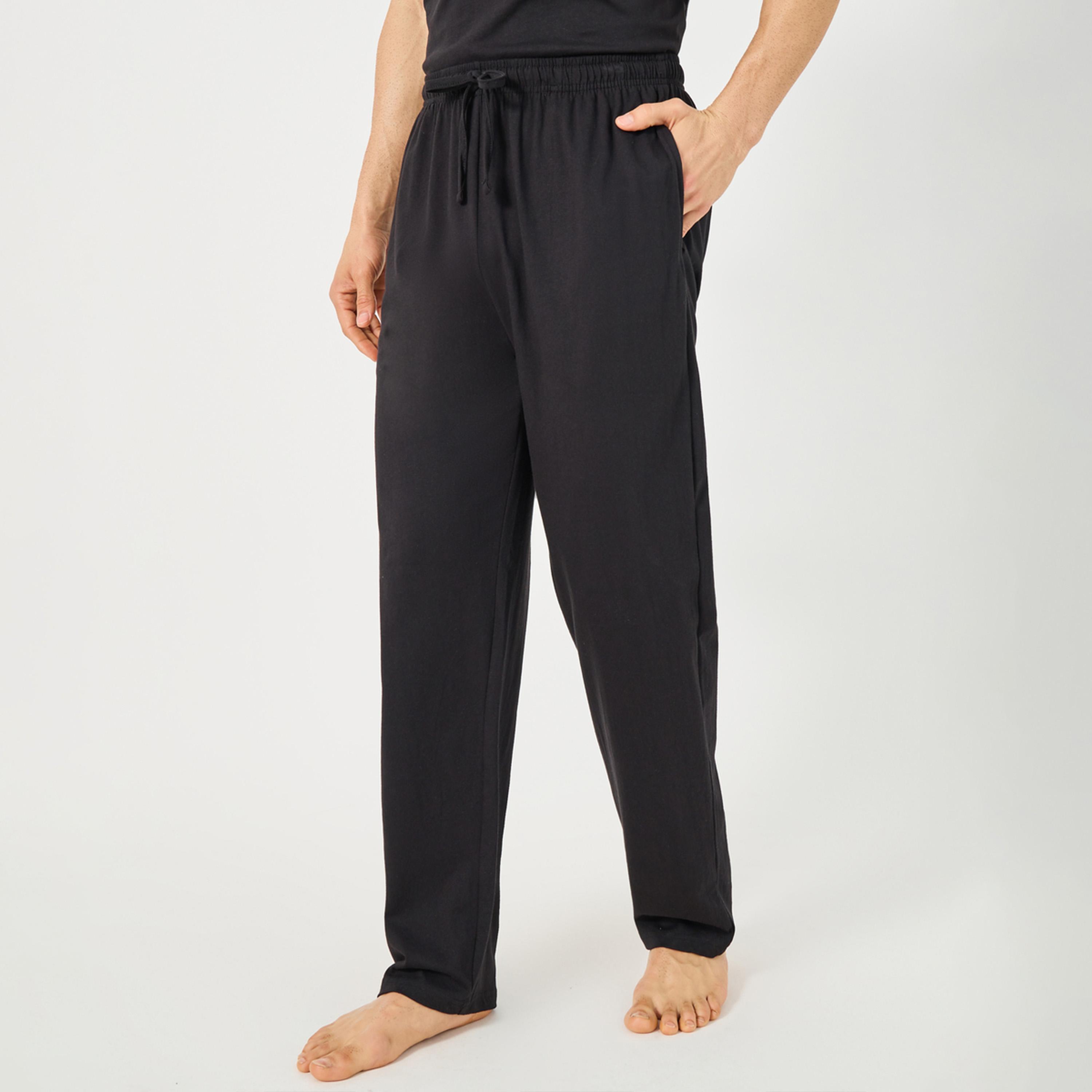 Styli Slogan Print Tank T-Shirt with Solid Pyjama Set-men-clothing-nightwear-sets-image-5