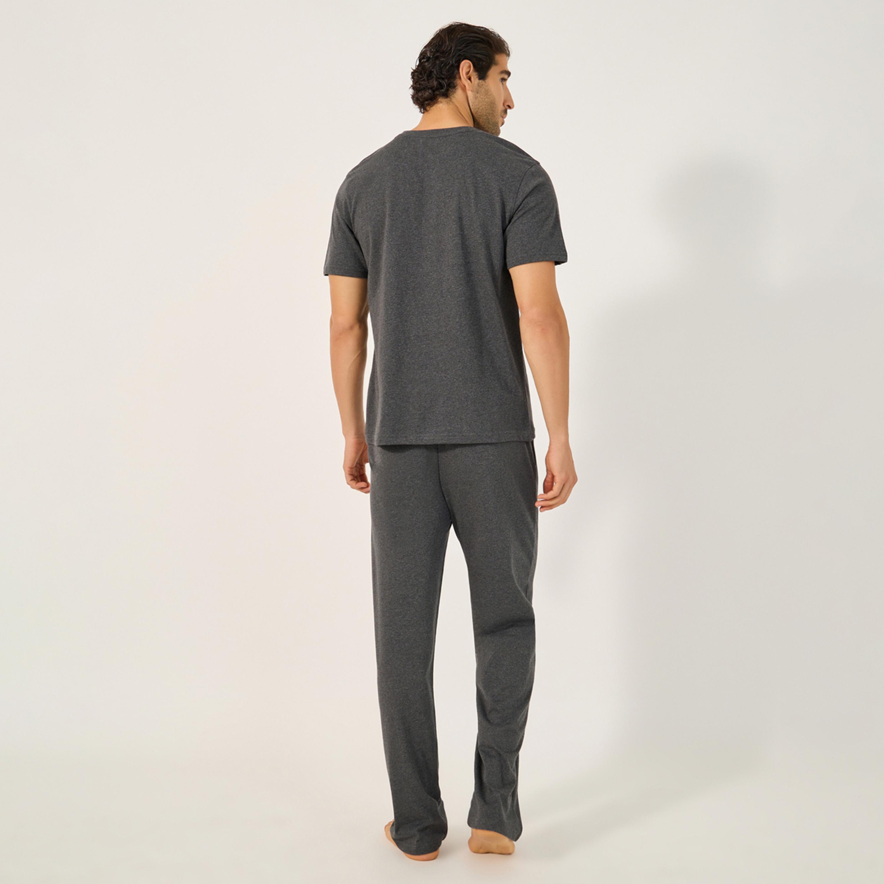 Styli Unwind Set Of 2 - Solid Round Neck T-Shirt And Pyjama Set-men-clothing-nightwear-sets-image-6