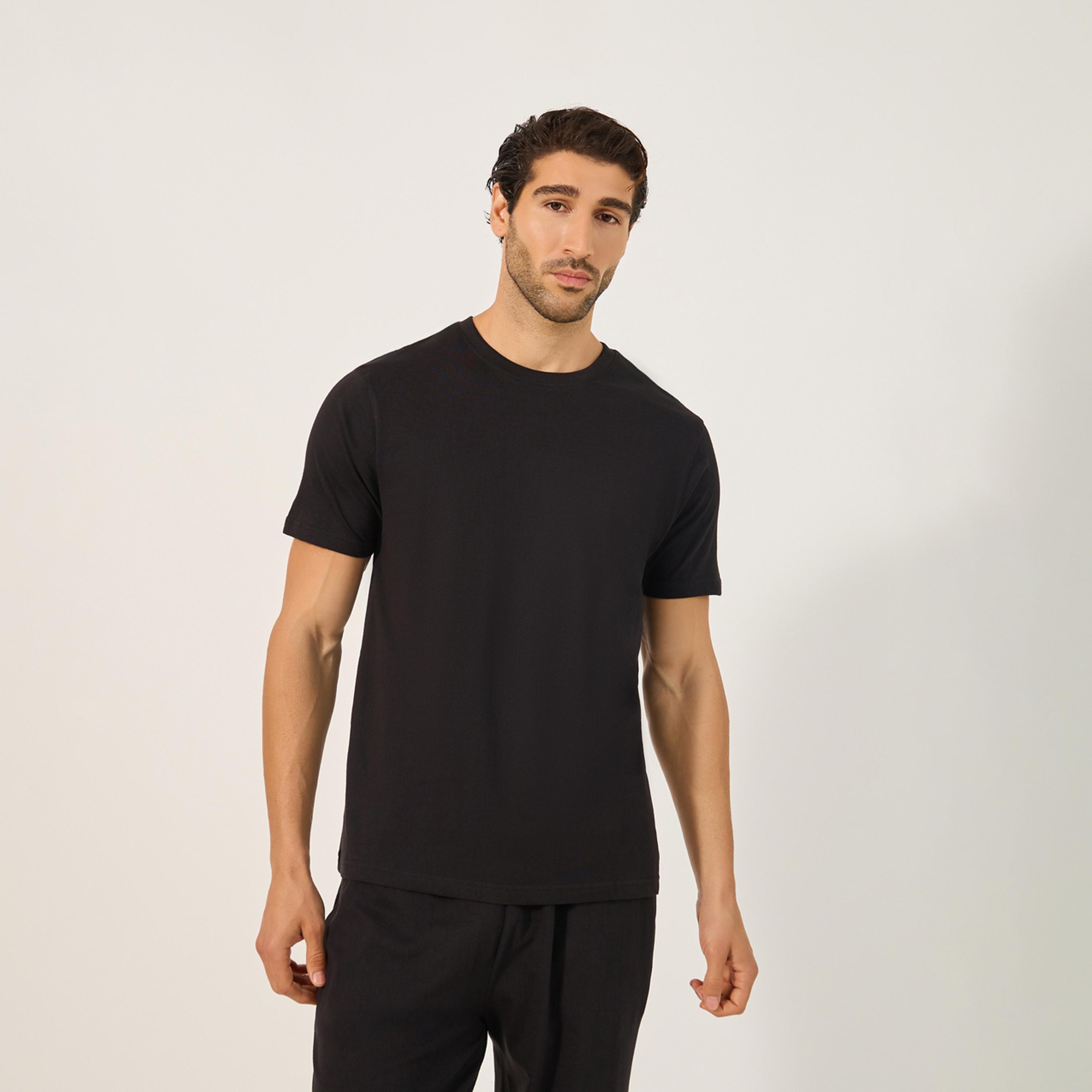 Styli Unwind Set Of 2 - Solid Round Neck T-Shirt And Pyjama Set-men-clothing-nightwear-sets-image-3