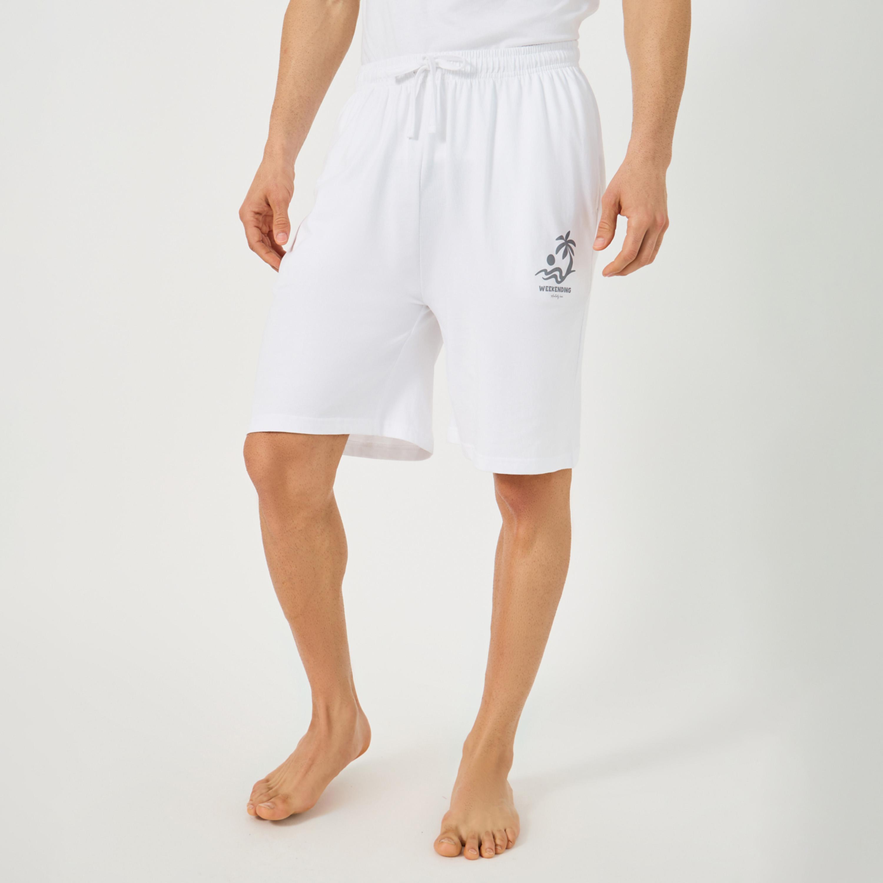 Styli Graphic Print T-Shirt and Drawstring Waist Shorts Set-men-clothing-nightwear-sets-image-5
