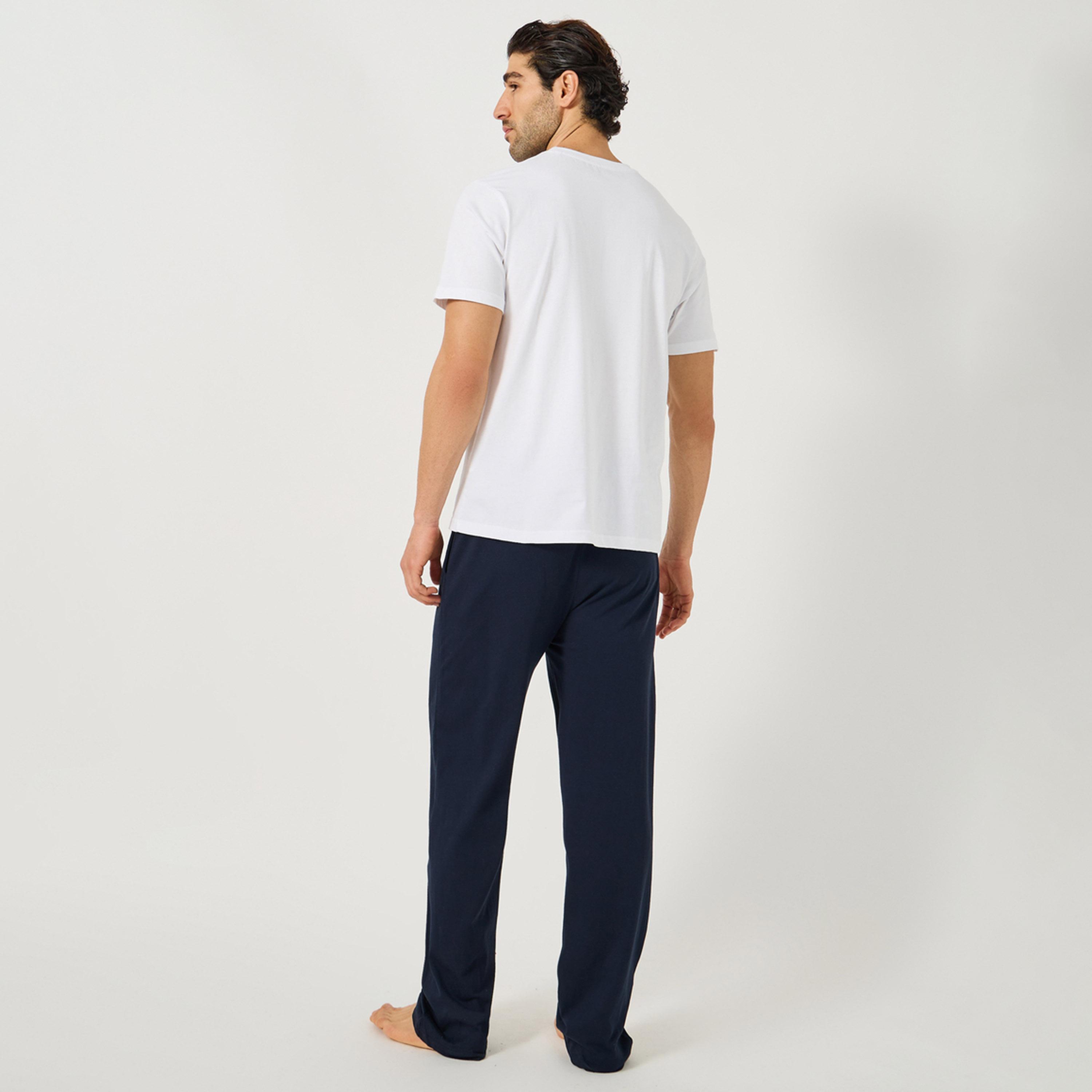 Styli Solid Contrast Pocket Detail T-Shirt and Pyjama Set-men-clothing-nightwear-sets-image-4