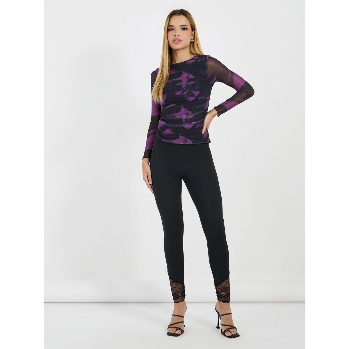 Styli Lace Hem Insert Detail Leggings-women-clothing-bottoms-leggings-image-1