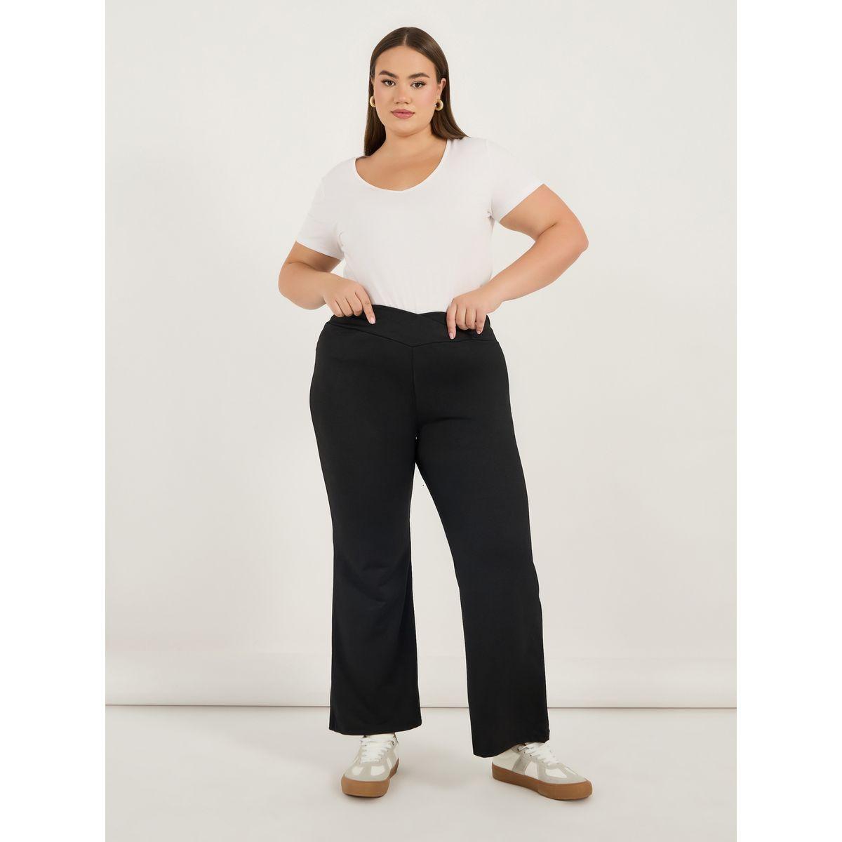 بنطال واسع بمقاس كبير وخصر بنمط كروس-women-clothing-bottoms-trousers-image-1