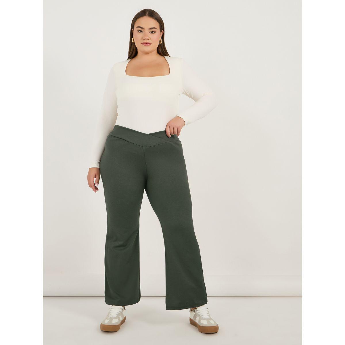 Styli Plus Size Criss-Cross Waistband High Rise Flared Pants-women-clothing-bottoms-trousers-image-1