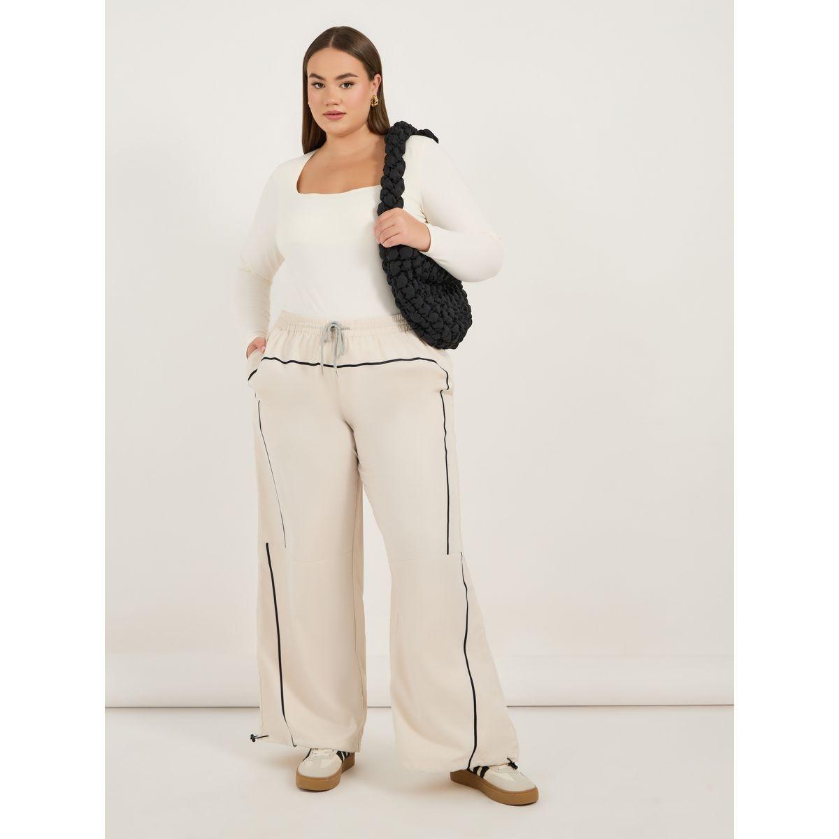 بنطال بمقاس كبير وخصر متوسط مع أربطة-women-clothing-bottoms-trousers-image-1