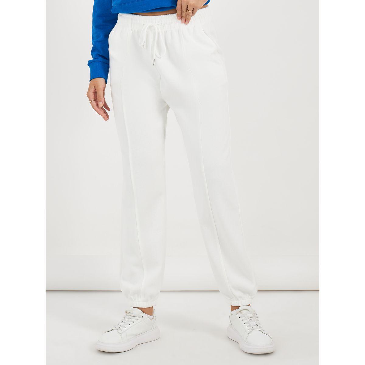 Styli Solid Cuffed Joggers with Seam Detail-women-clothing-bottoms-joggers-image-2