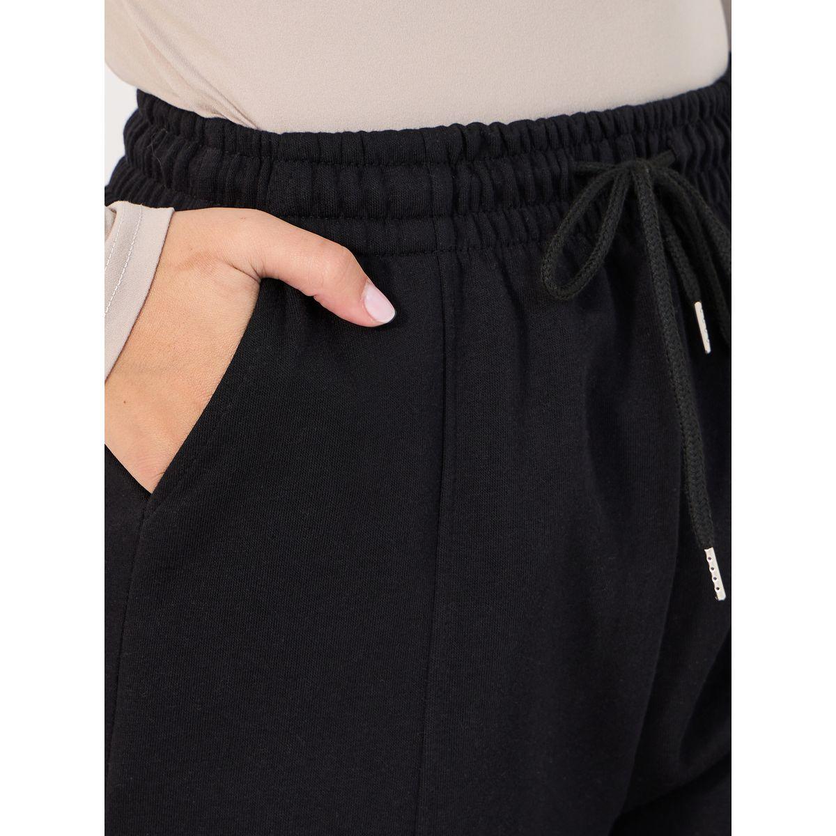 Styli Solid Cuffed Joggers with Drawstring-women-clothing-bottoms-joggers-image-3