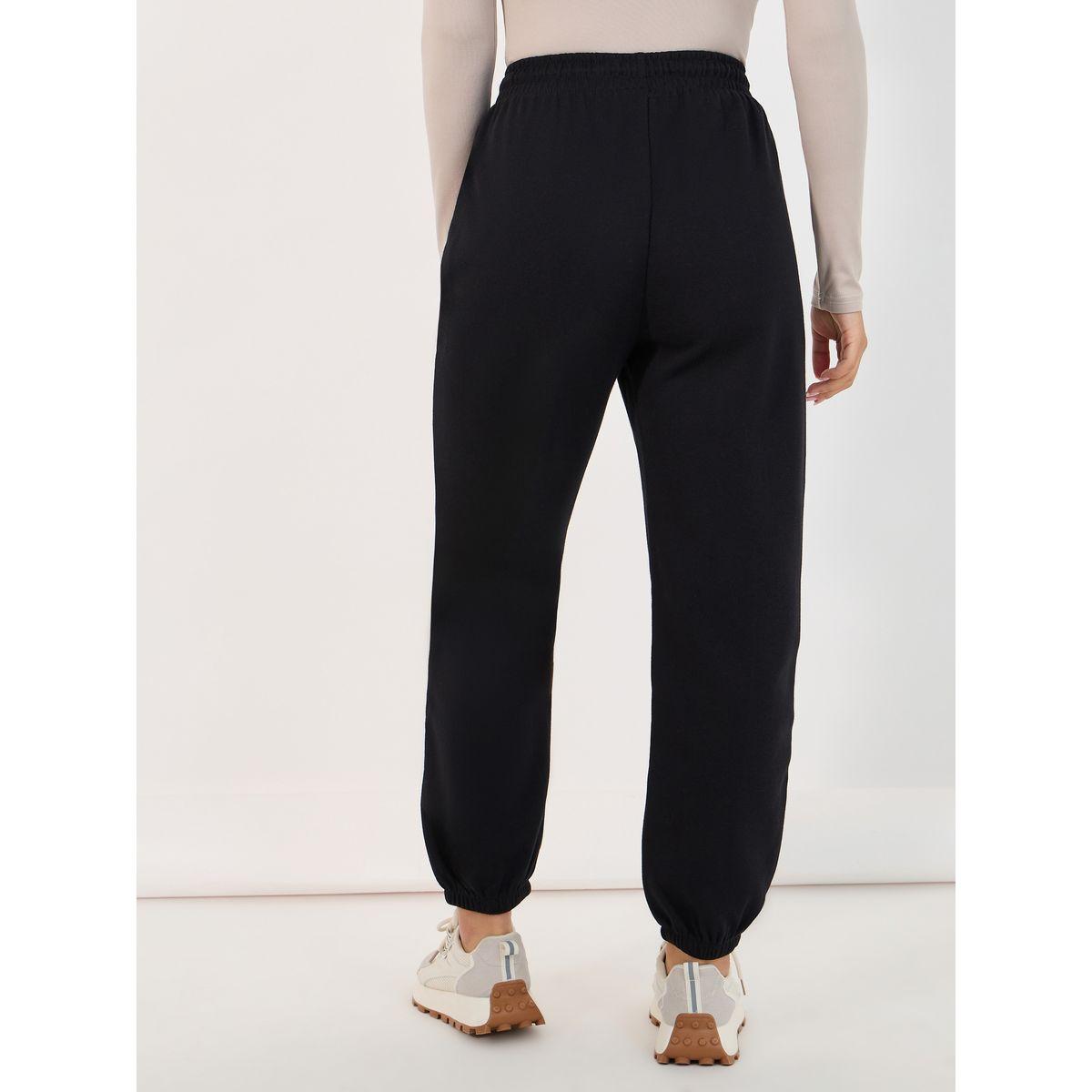 Styli Solid Cuffed Joggers with Drawstring-women-clothing-bottoms-joggers-image-4