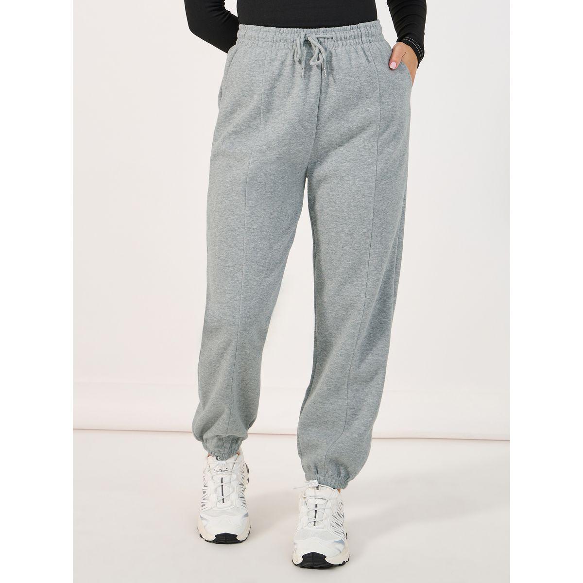 Styli Solid Cuffed Joggers with Drawstring-women-clothing-bottoms-joggers-image-2