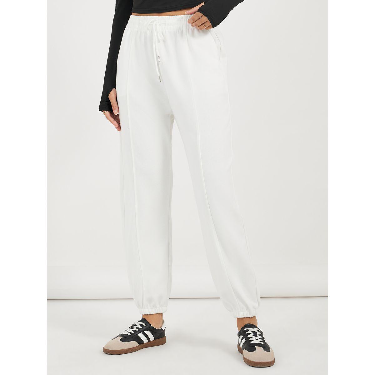 Styli Solid Cuffed Joggers with Drawstring-women-clothing-bottoms-joggers-image-2