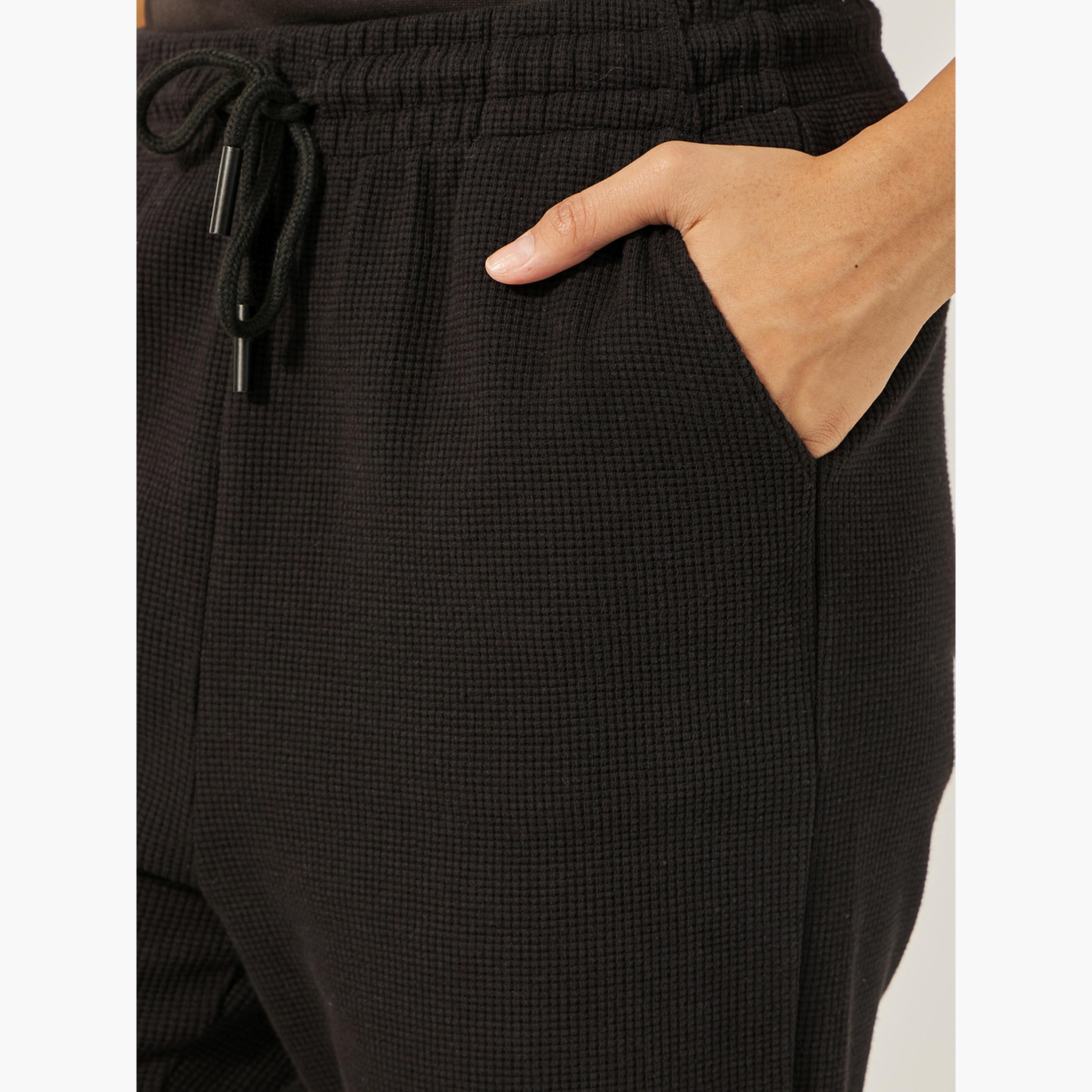 Styli High Rise Elasticated Waistband Cuffed Joggers with Drawstring-women-clothing-bottoms-joggers-image-3