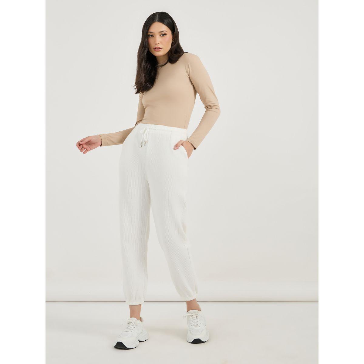جوغر بخصر مطاطي ورباط مع حواف بأساور-women-clothing-bottoms-joggers-image-1